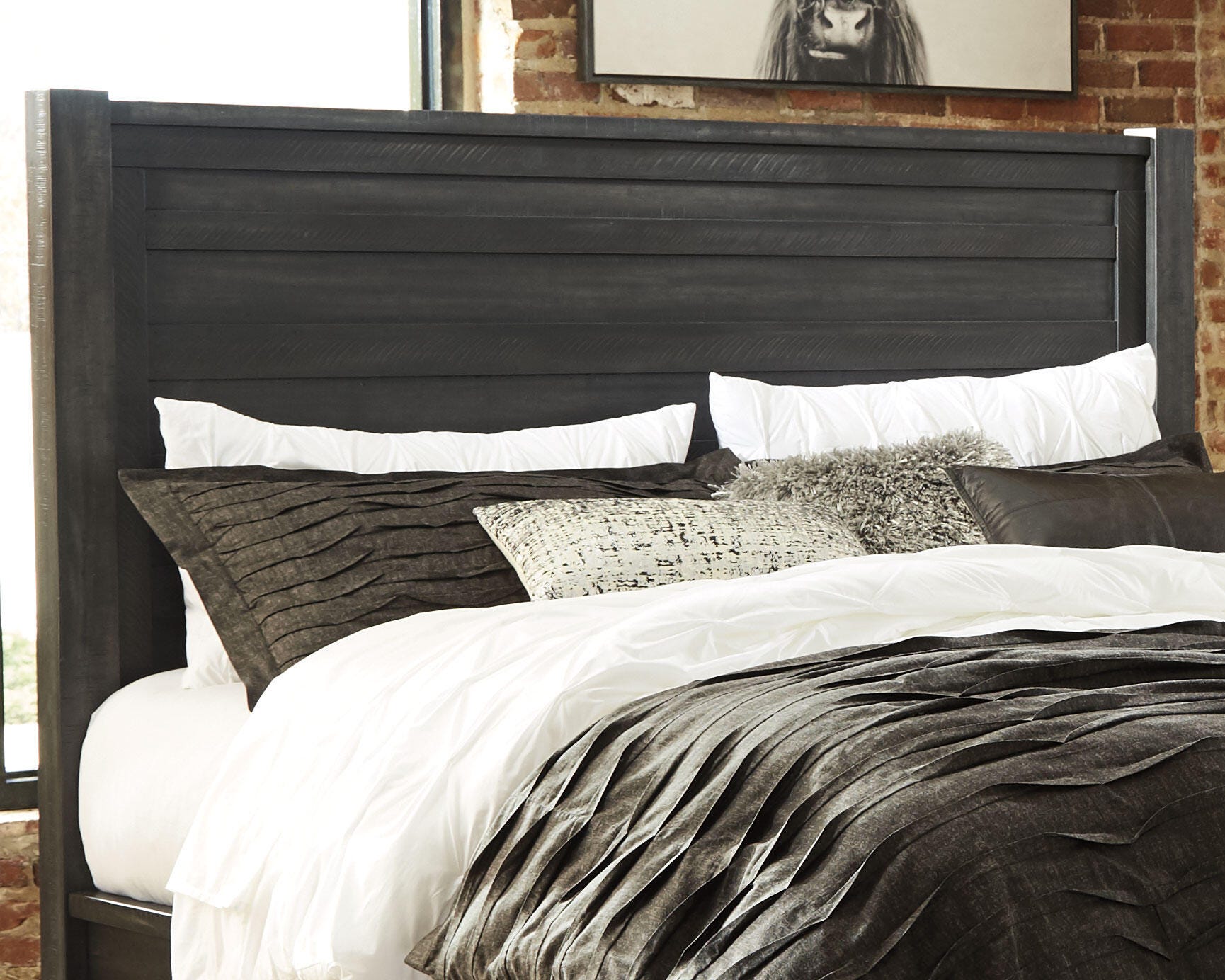 Baylow King/California King Panel Headboard, Black, large