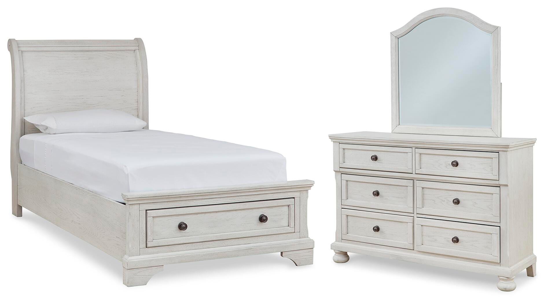 Robbinsdale Twin Sleigh Storage Bed, Dresser and Mirror - image 1