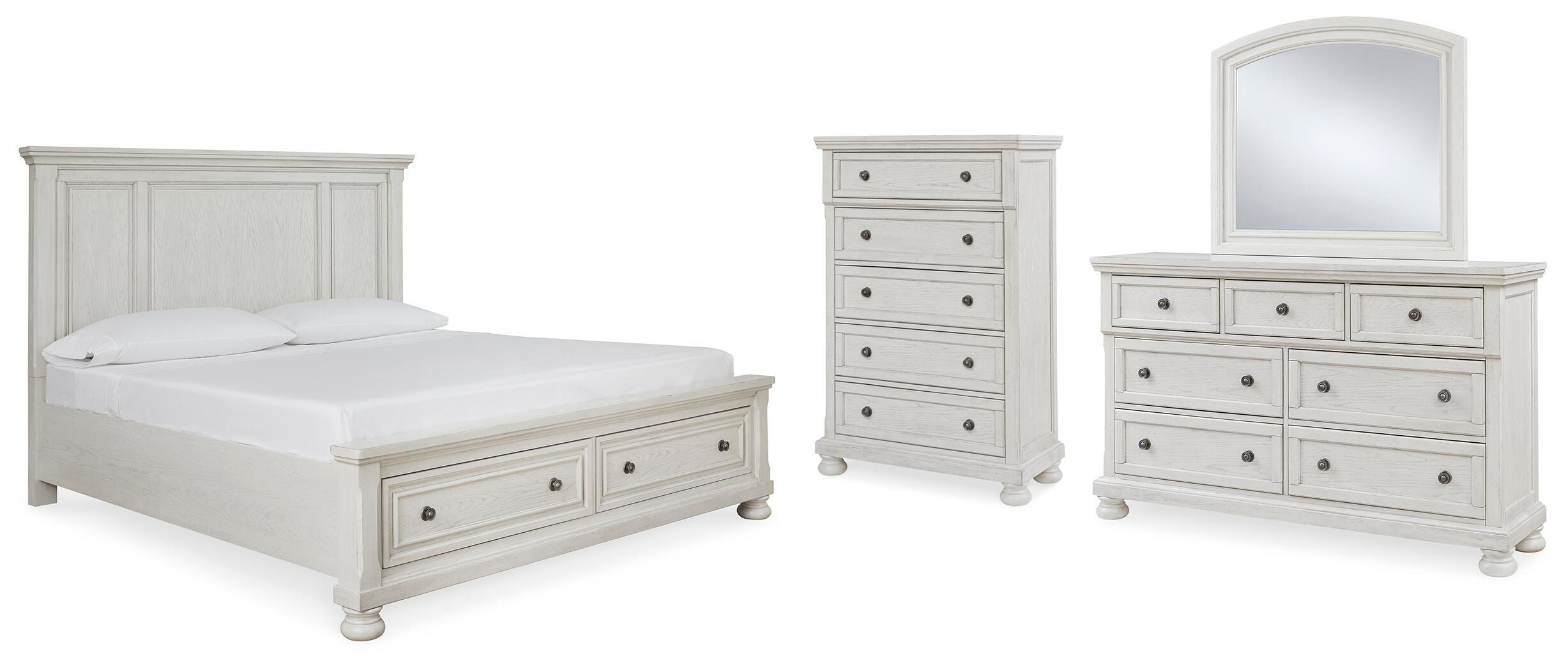 Cama con almacenaje Queen, cómoda, espejo y chifonier Robbinsdale - image 1