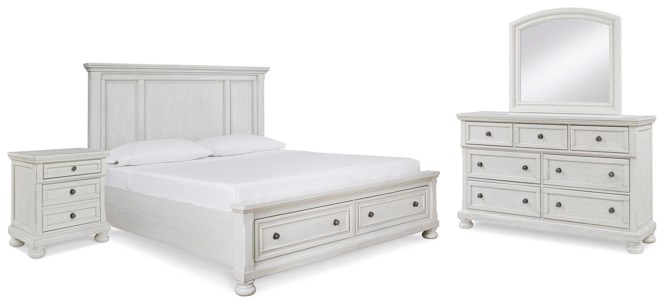 Robbinsdale Queen Storage Bed, Dresser, Mirror and Nightstand - image 1