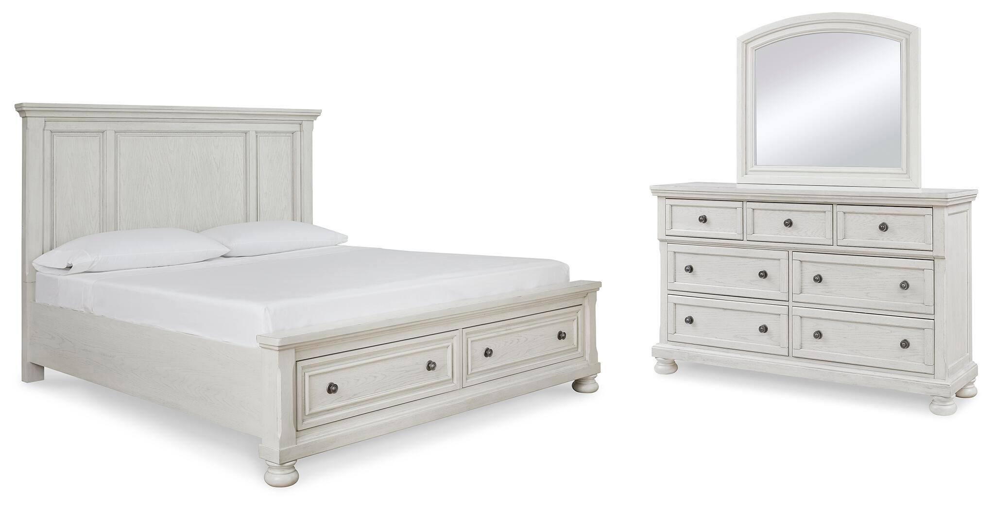 Robbinsdale Queen Panel Storage Bed, Dresser and Mirror - image 1