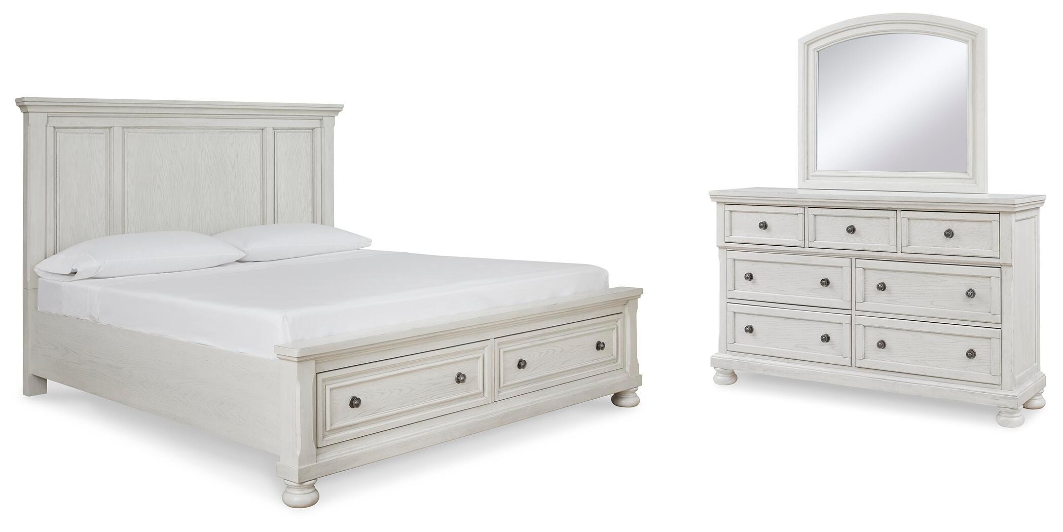 Robbinsdale King Panel Storage Bed, Dresser and Mirror - image 1