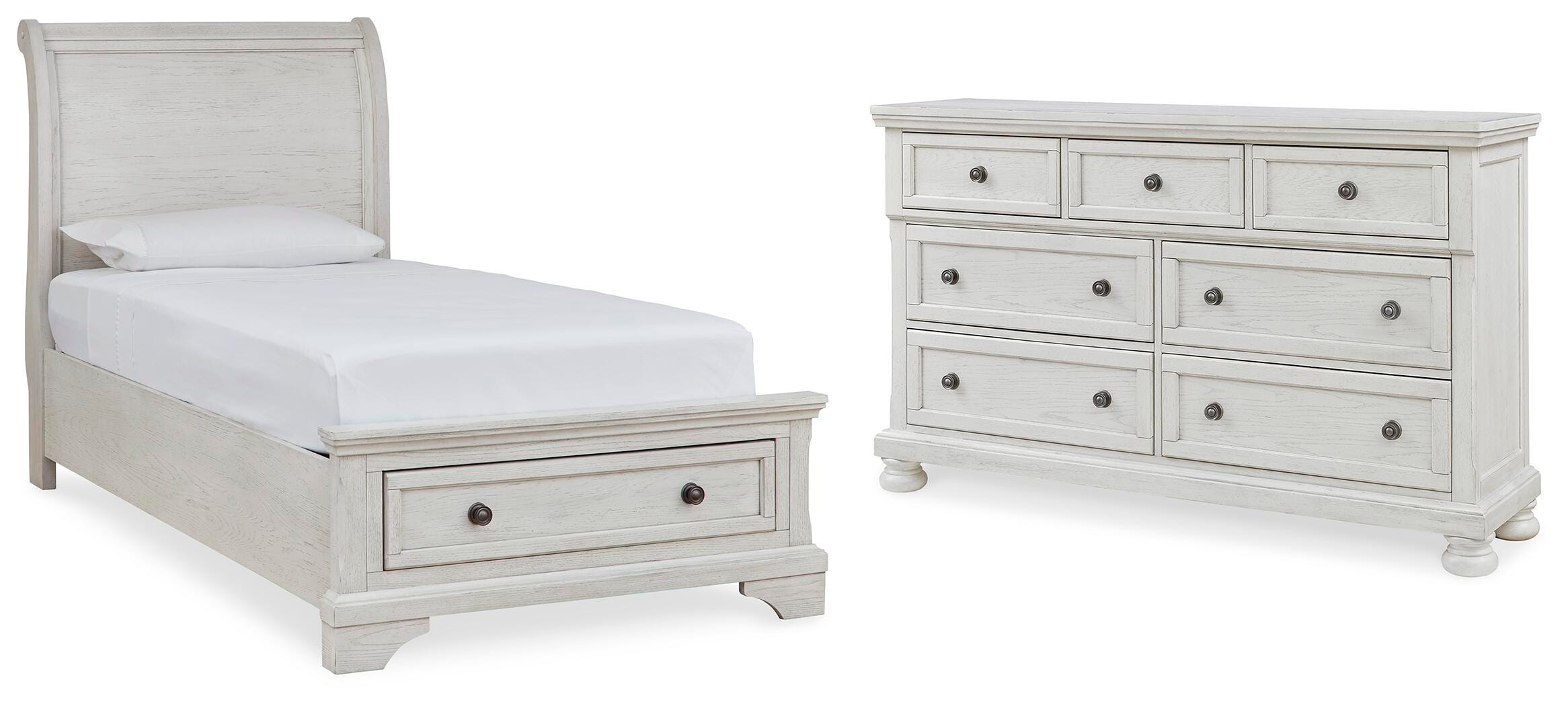 Cama con trineo Robbinsdale Twin con almacenamiento y cómoda - image 1