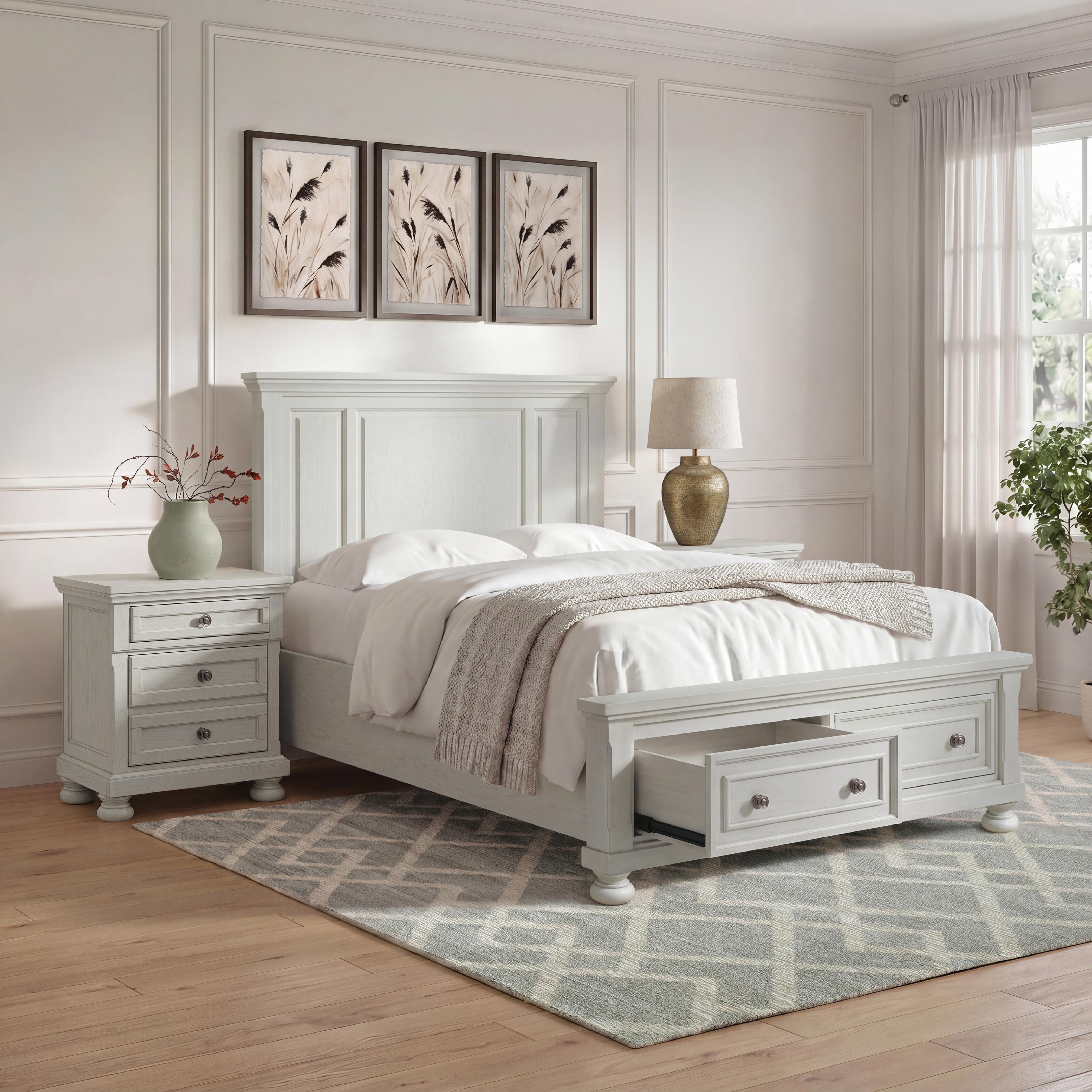Robbinsdale Queen Panel Storage Bed, Antique White, large