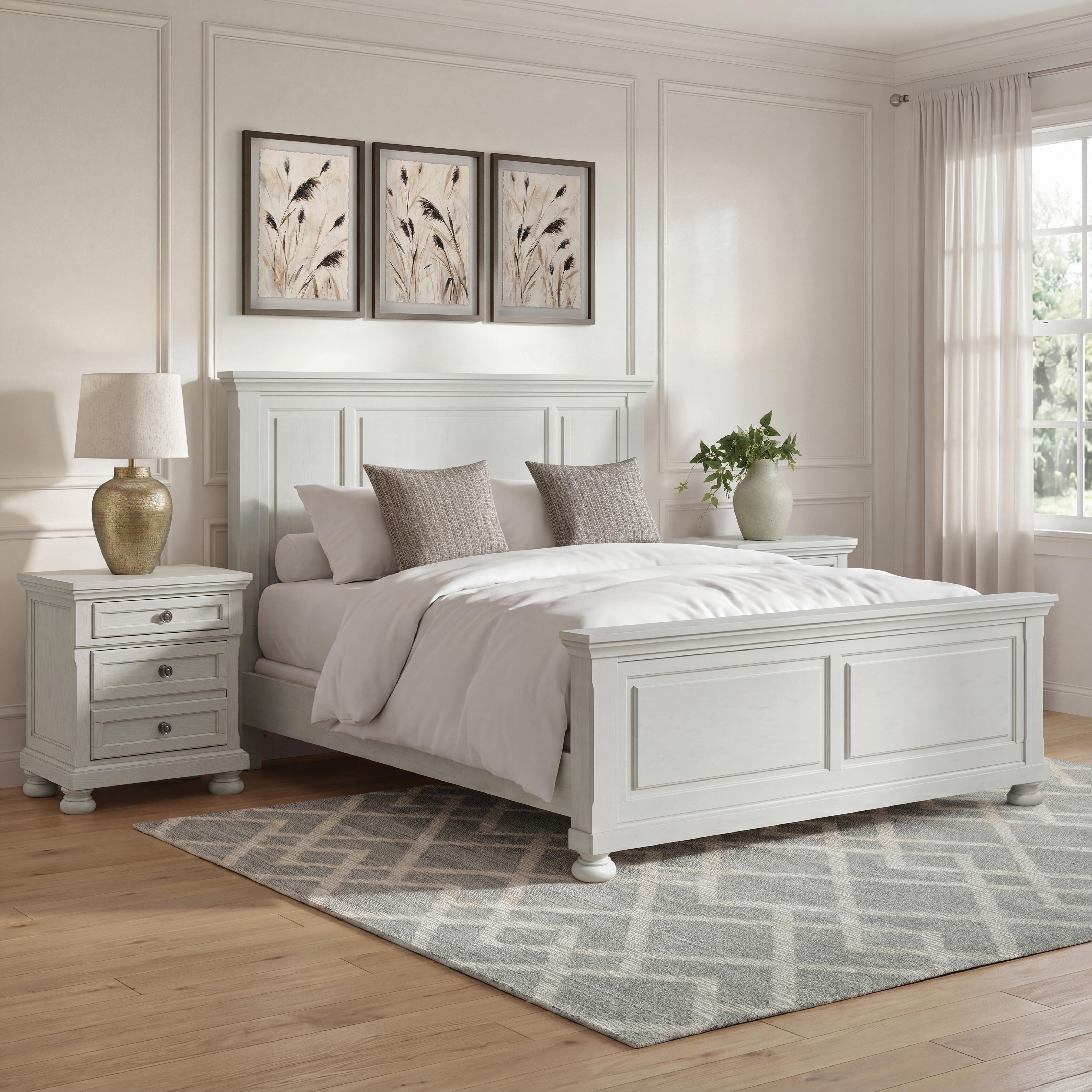 Robbinsdale California King Panel Bed, Antique White, large