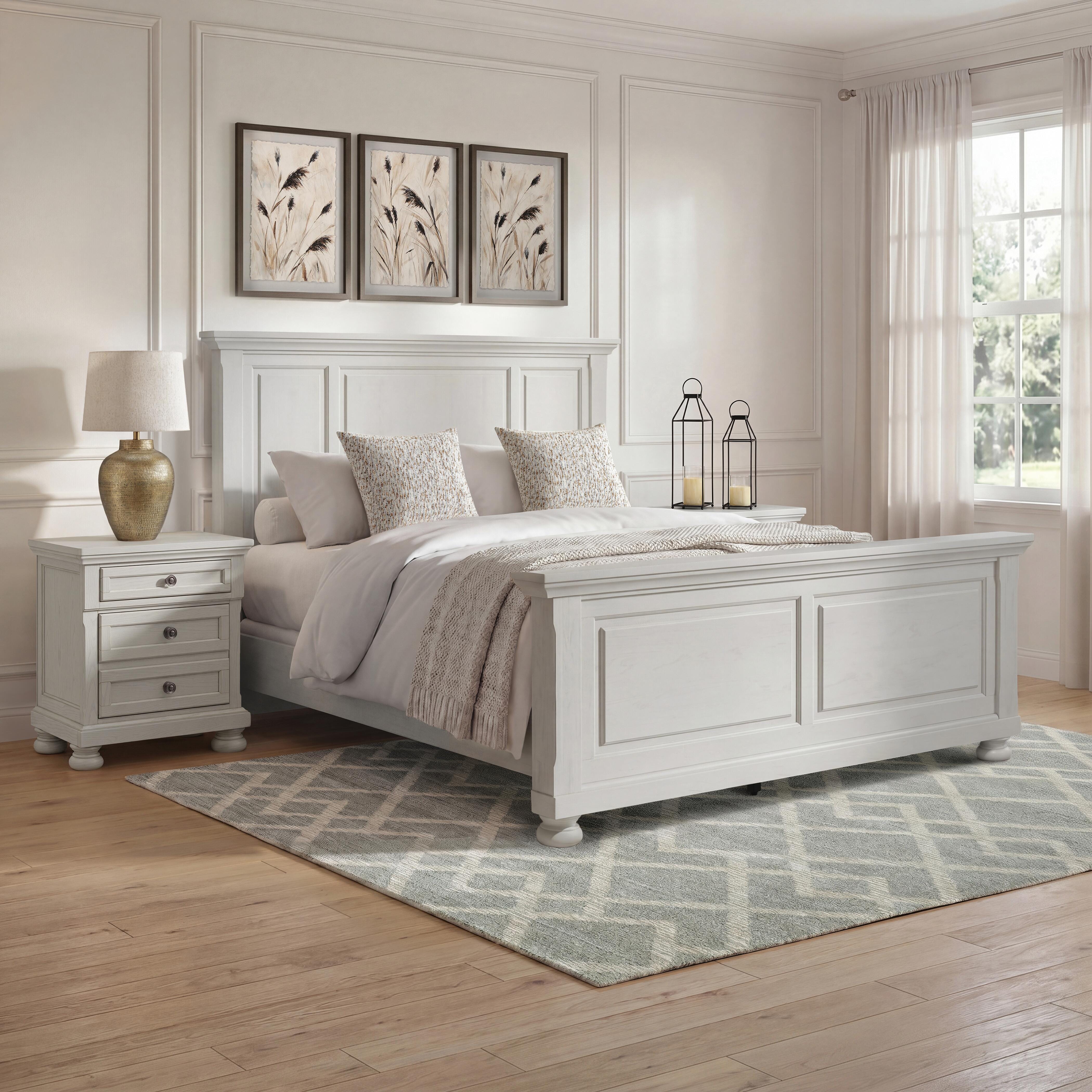 Robbinsdale King Panel Bed, Antique White, large