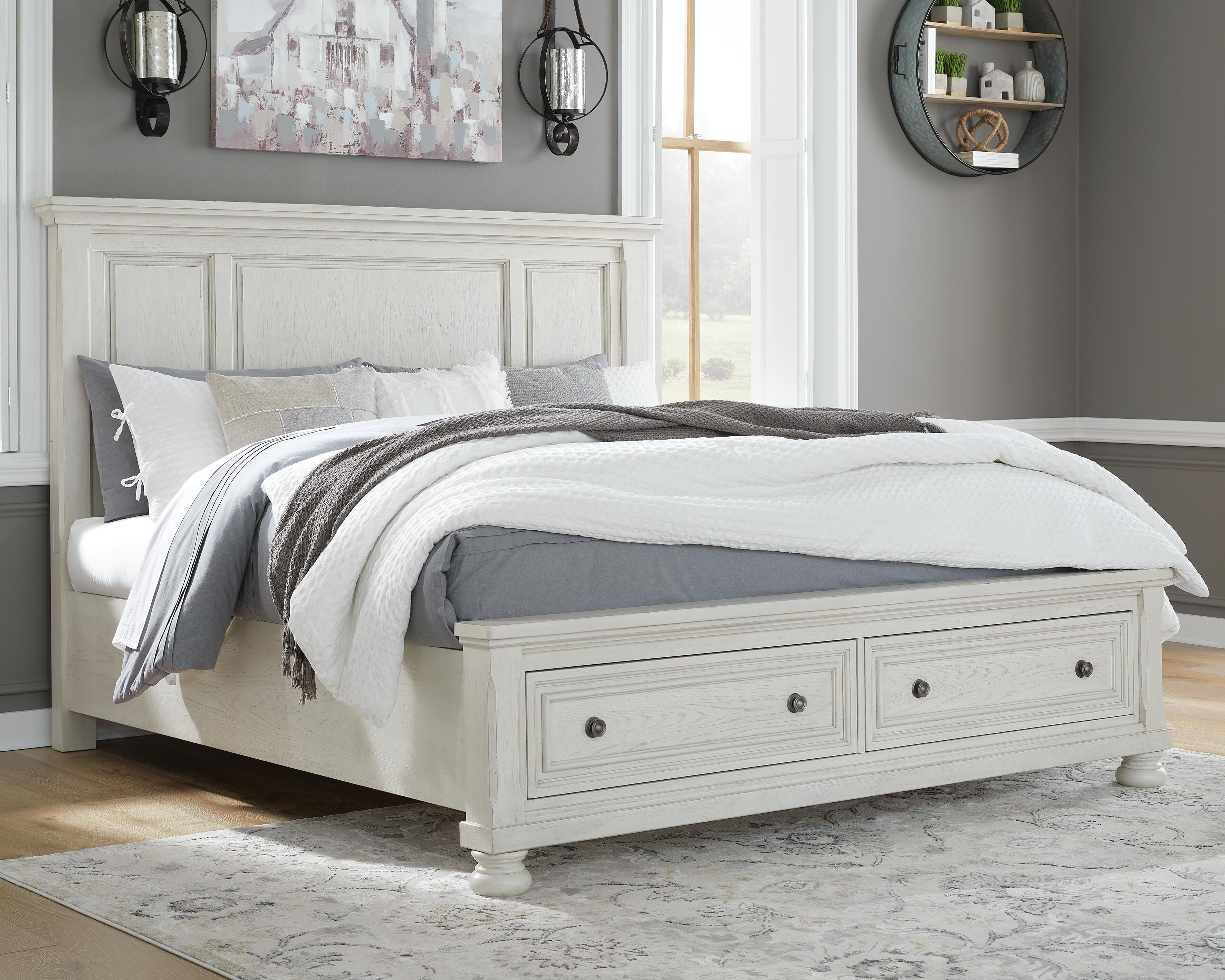 Cama con panel de almacenamiento, cómoda y espejo Robbinsdale King - image 9