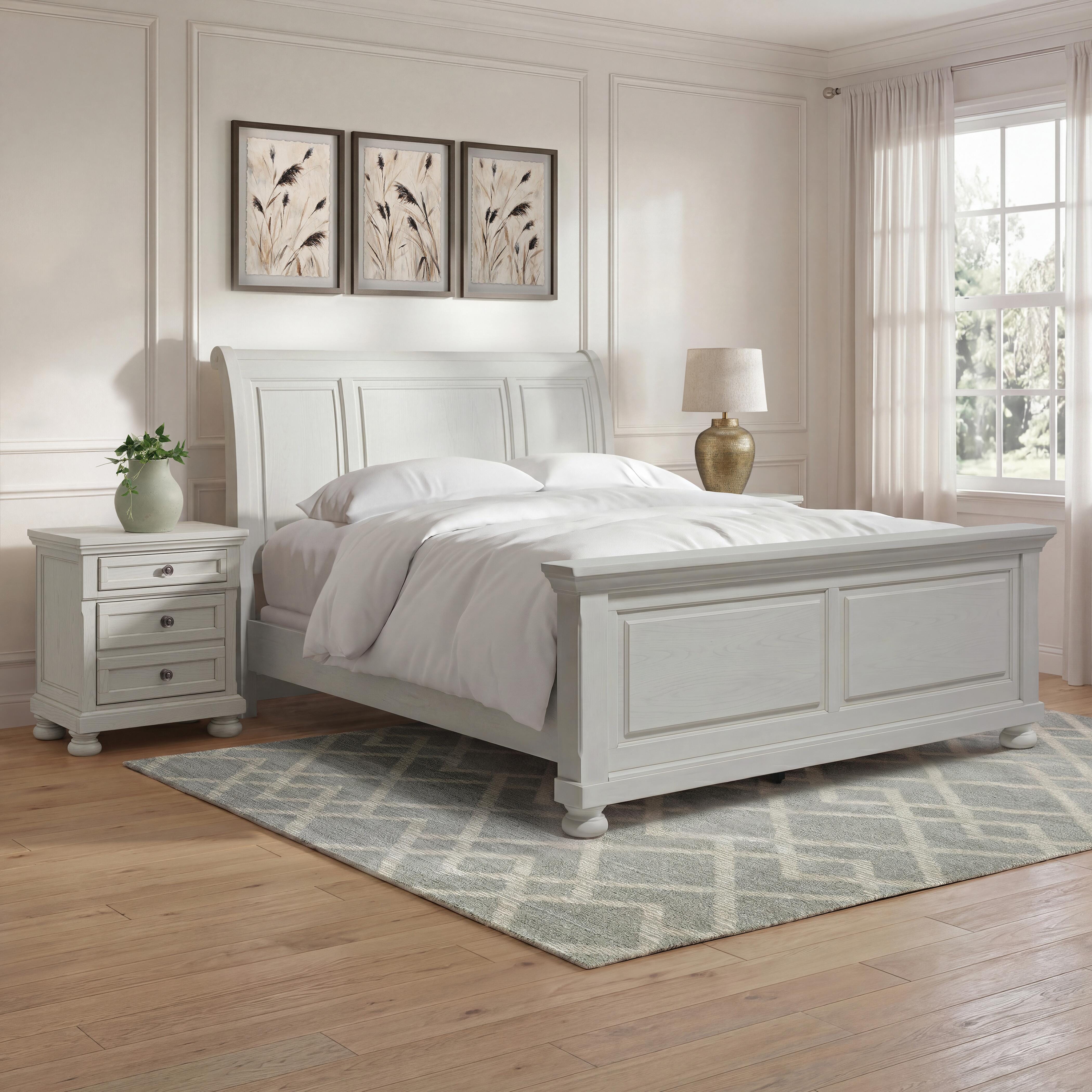 Robbinsdale Queen Sleigh Bed, Antique White, large