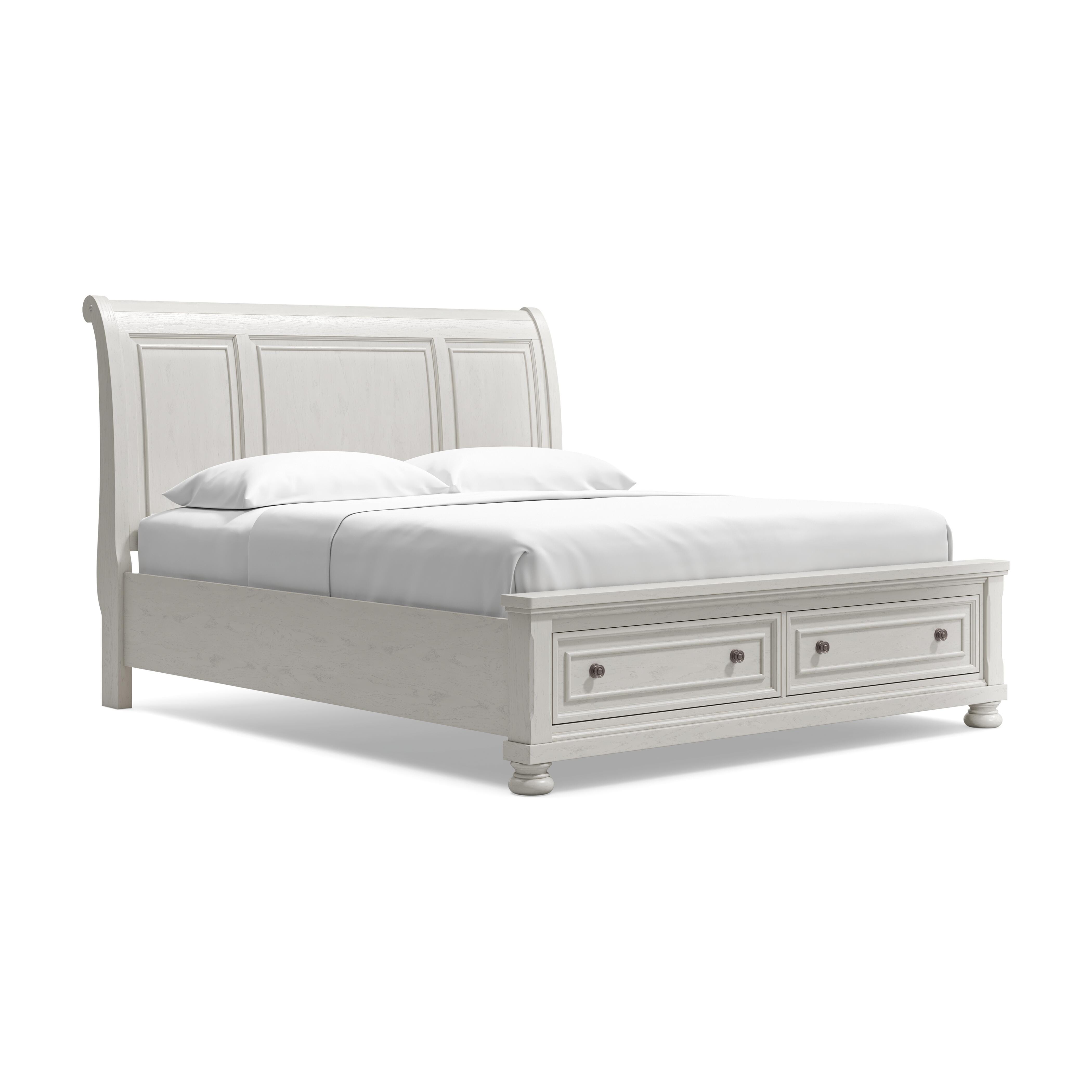 Robbinsdale California King Sleigh Bed with Storage, Antique White, large