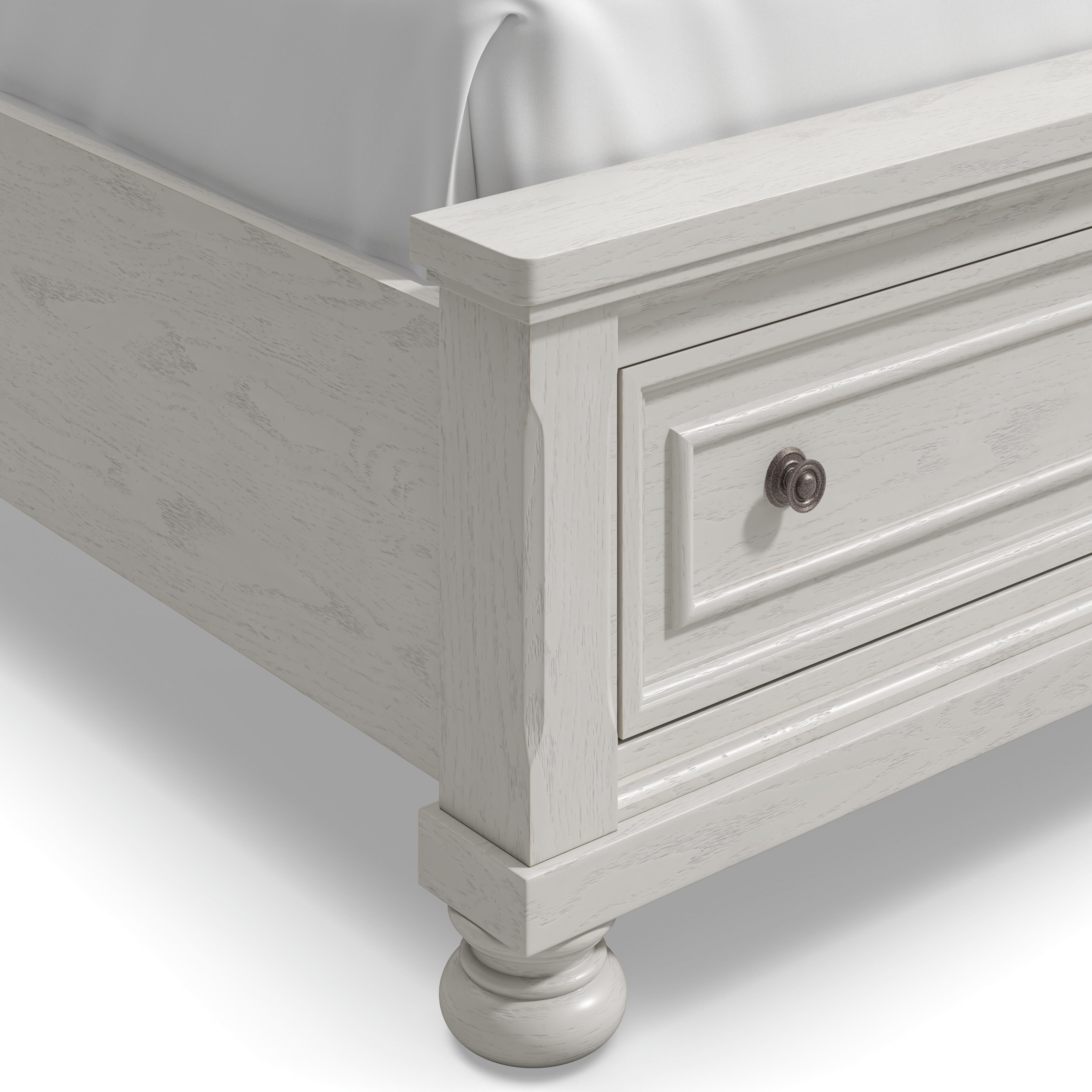 Robbinsdale California King Sleigh Bed with Storage, Antique White, large