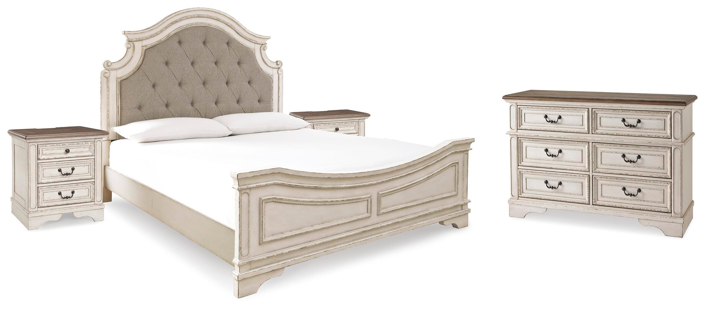 Cama king, cómoda y 2 mesitas de noche Realyn - image 1