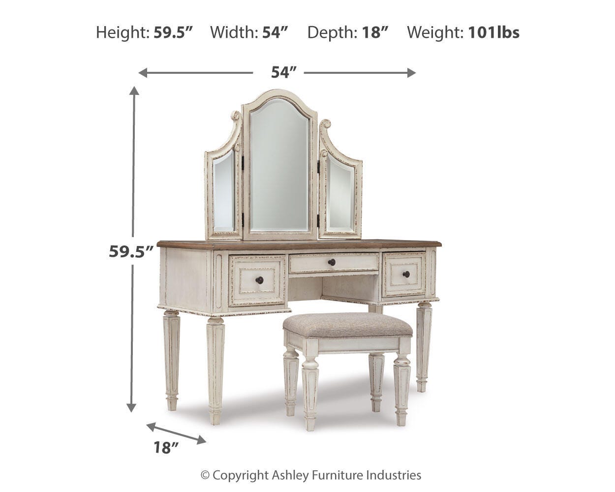 Realyn Vanity and Mirror with Stool - image 4
