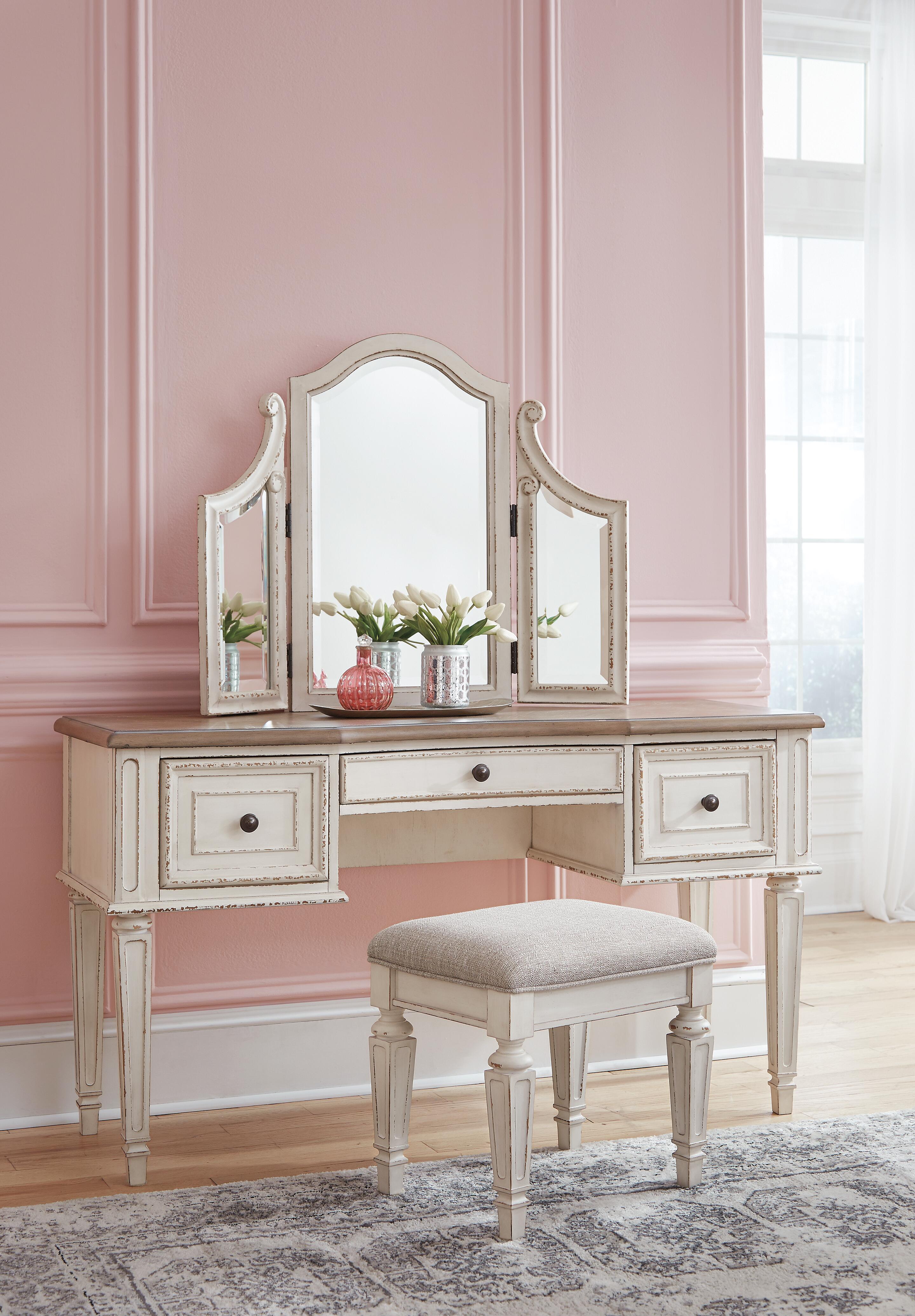 Realyn Vanity and Mirror with Stool - image 3