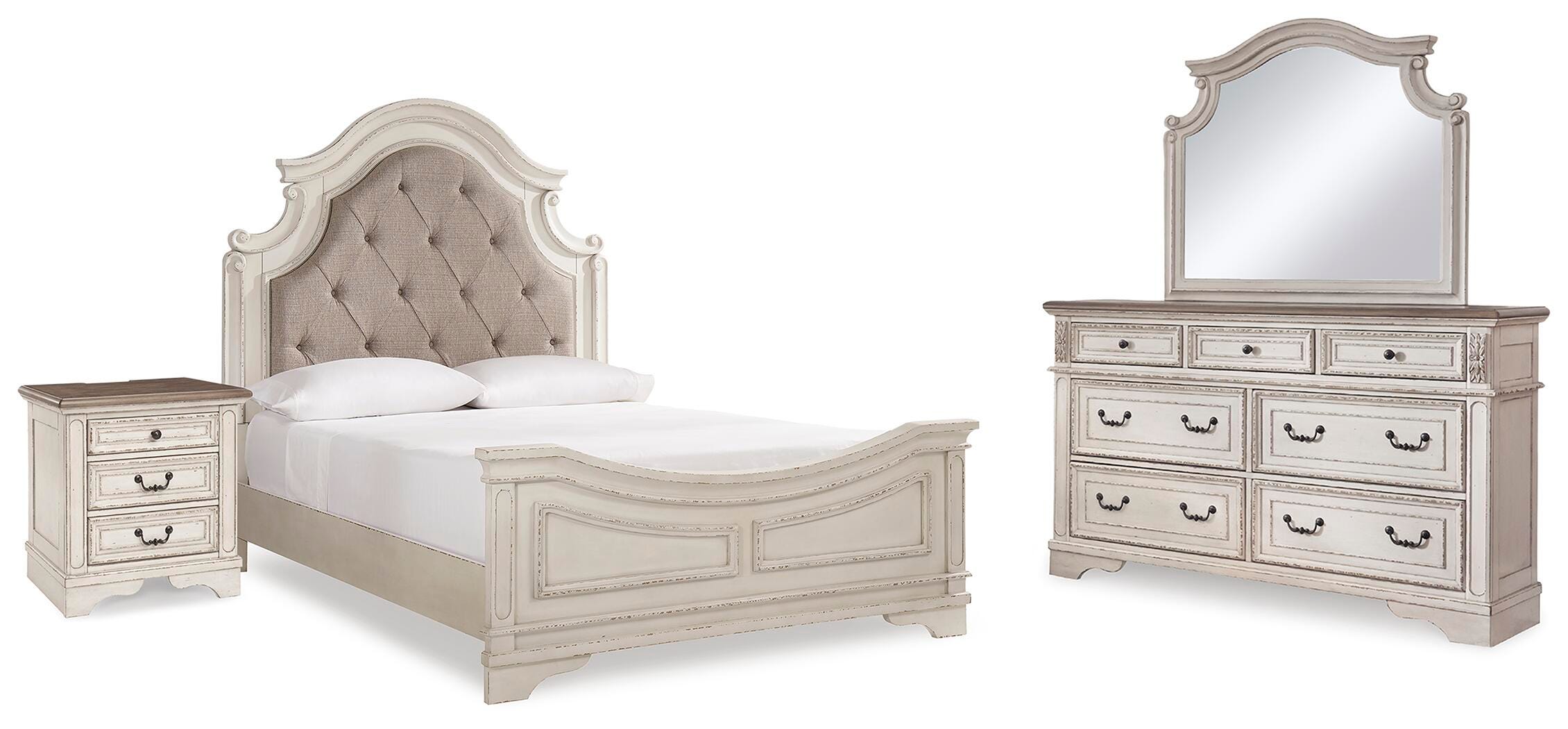 Cama Queen Realyn con tocador con espejo y mesita de noche - image 1