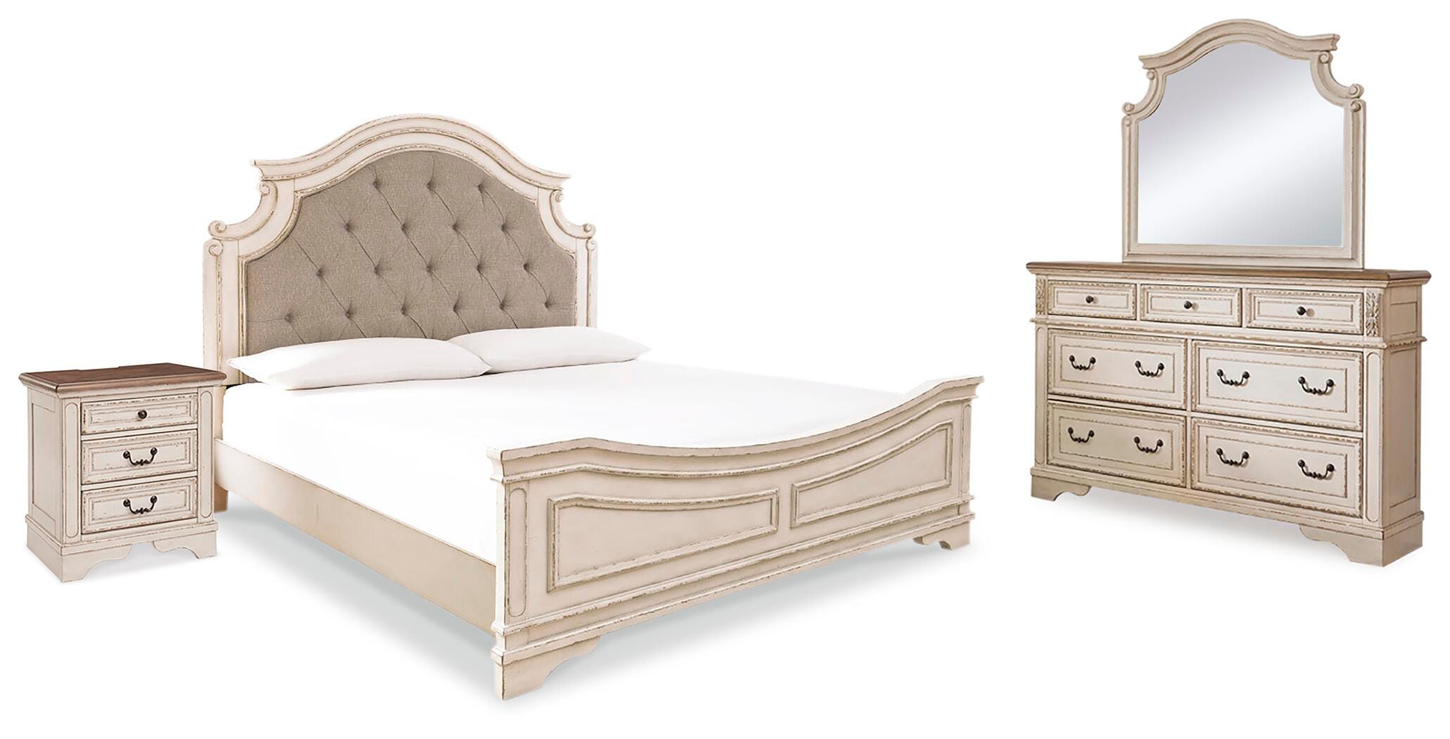 Juego de dormitorio Realyn California King: cama con paneles, tocador, espejo y mesita de noche - image 1