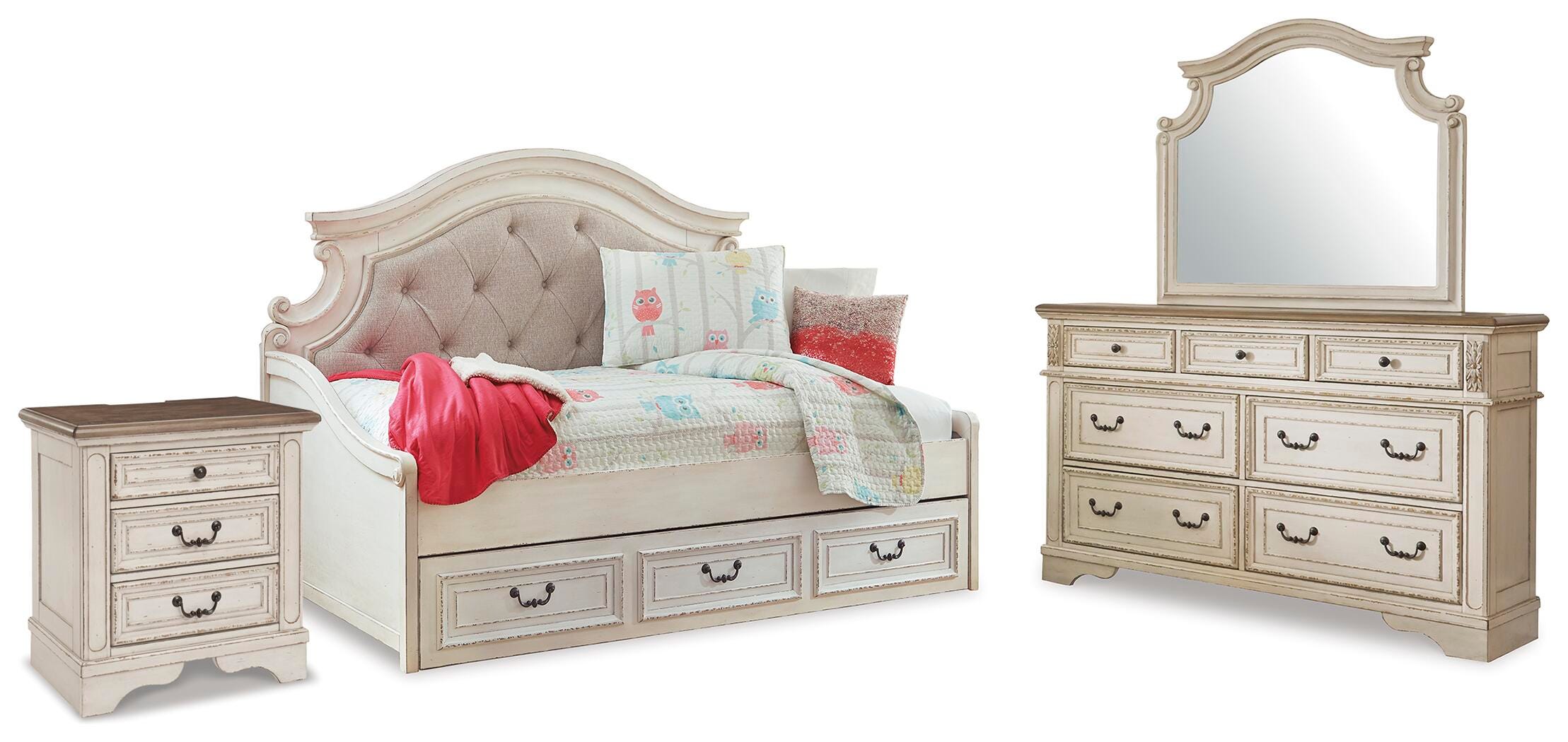 Realyn Twin Day Bed with Storage, Dresser, Mirror and Nightstand - image 1