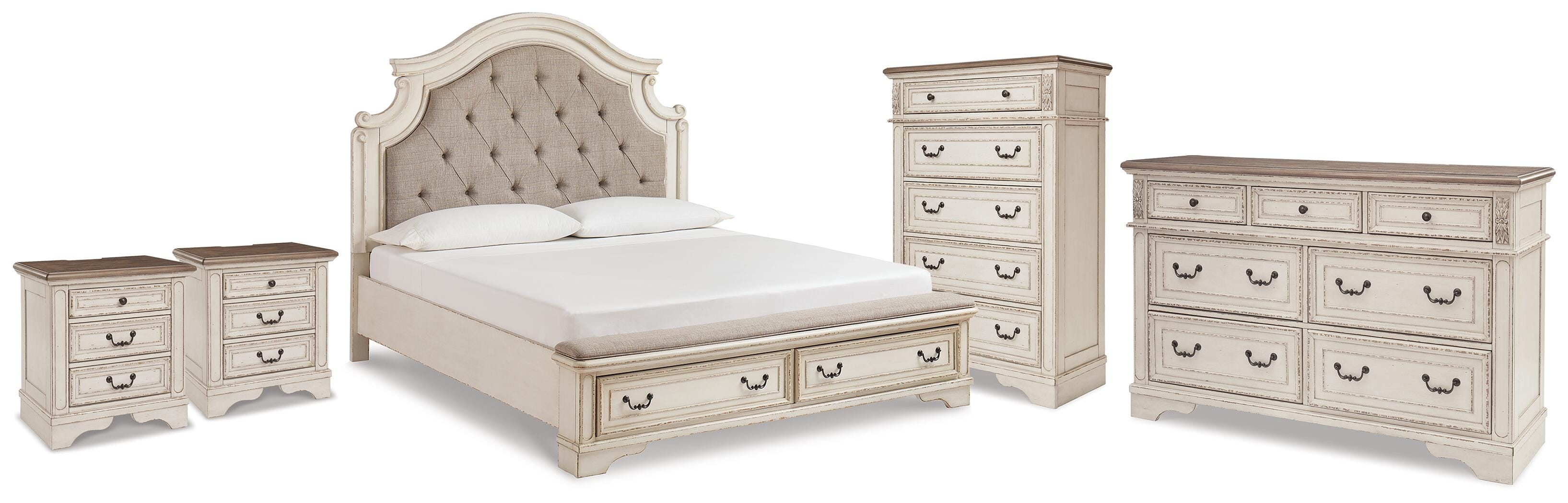 Cama Realyn King, Cómoda, Chifonier y 2 Mesitas de Noche - image 1