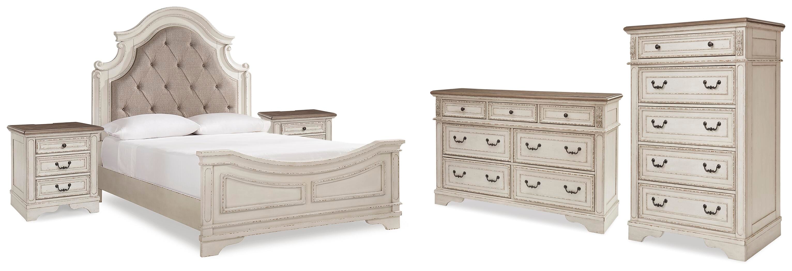 Cama Queen con paneles, cómoda, armario y 2 mesitas de noche Realyn - image 1