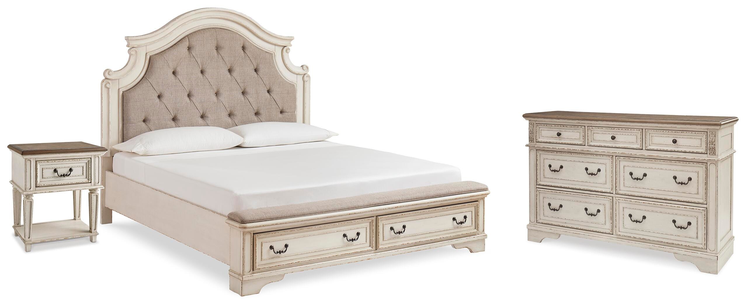 Cama Realyn King con tocador y mesita de noche - image 1