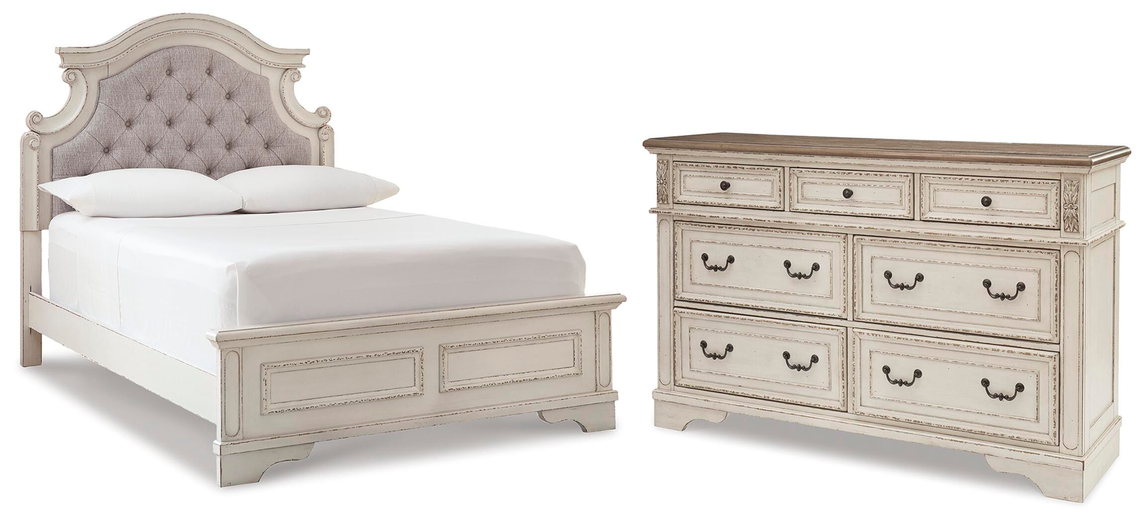 Realyn Full Upholstered Panel Bed and Dresser - image 1