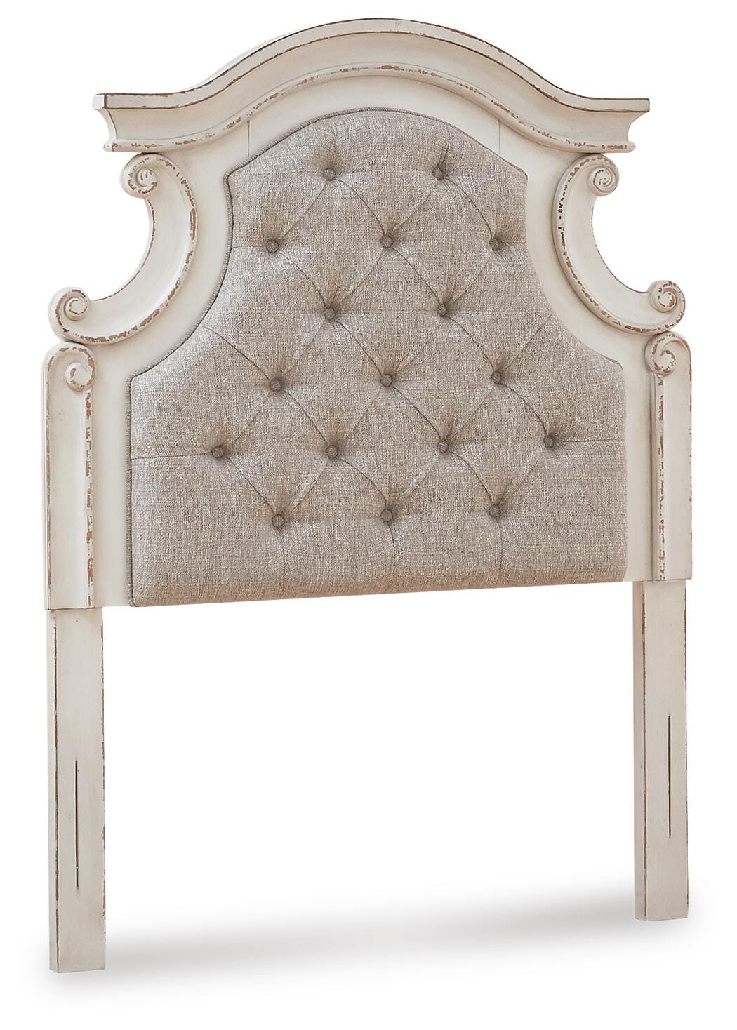 Realyn Twin Upholstered Panel Headboard, Chipped White, large