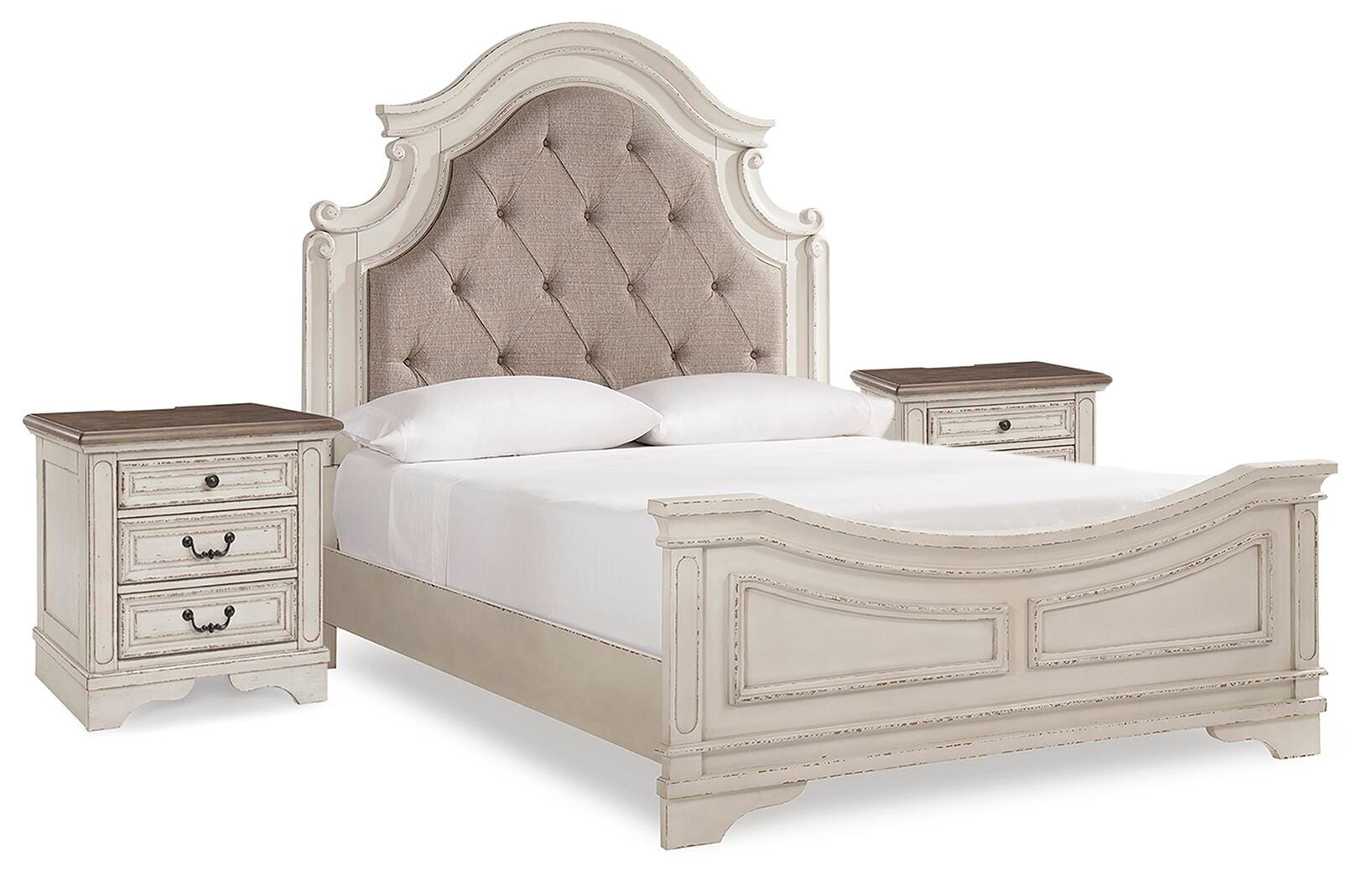Realyn Queen Upholstered Panel Bed and 2 Nightstands - image 2