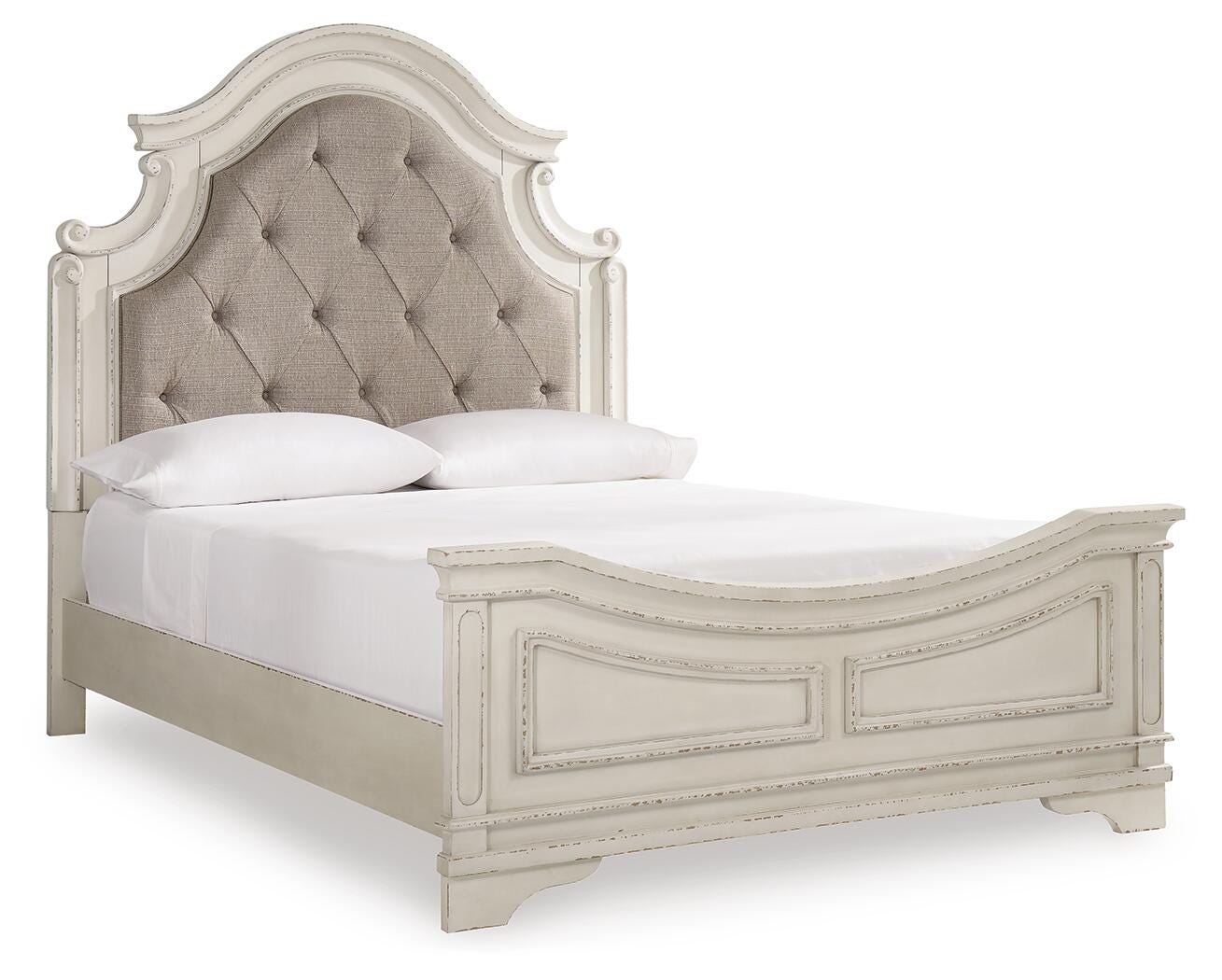 Realyn Queen Upholstered Panel Bed, Chipped White, large