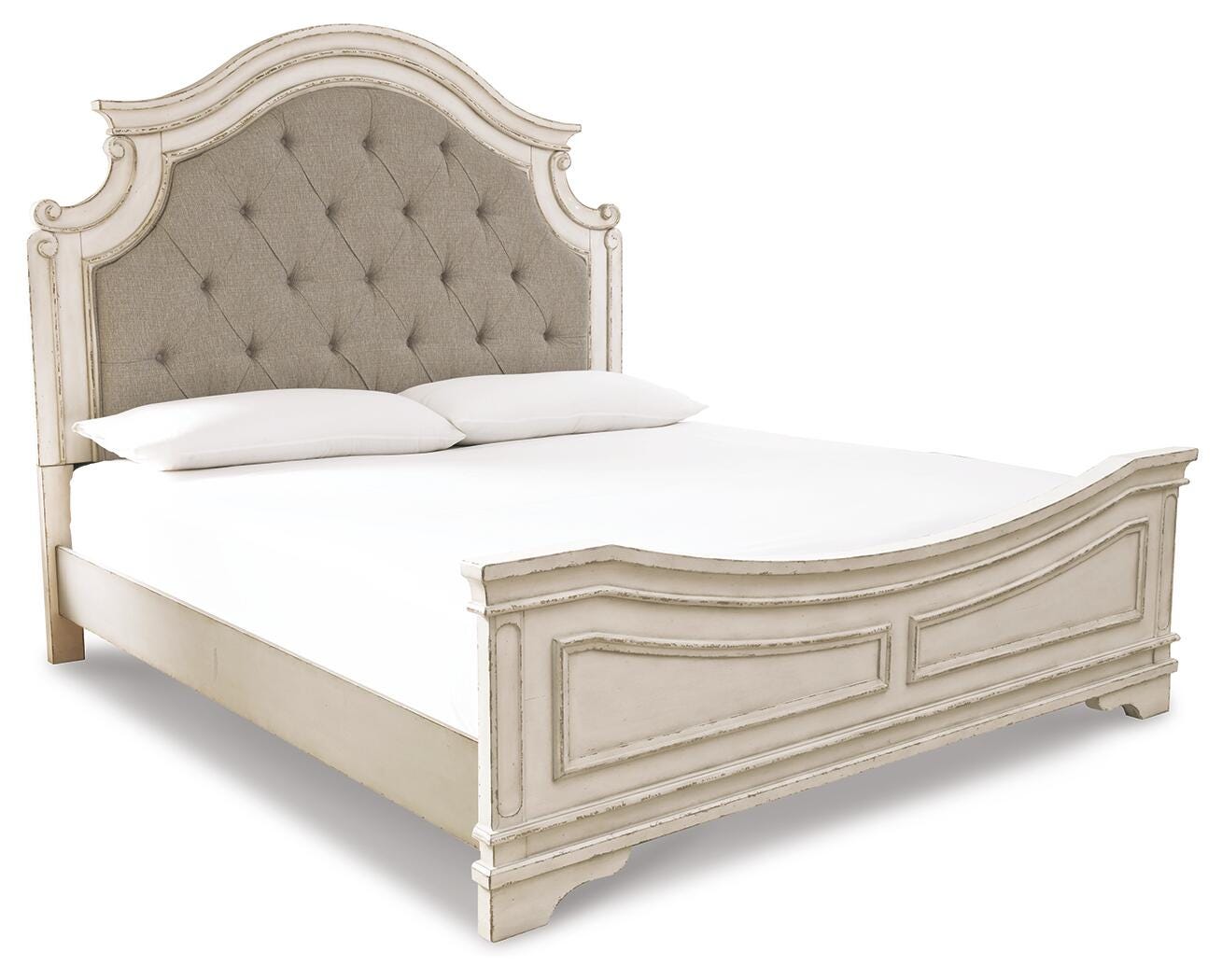Realyn King Upholstered Panel Bed, Chipped White, large