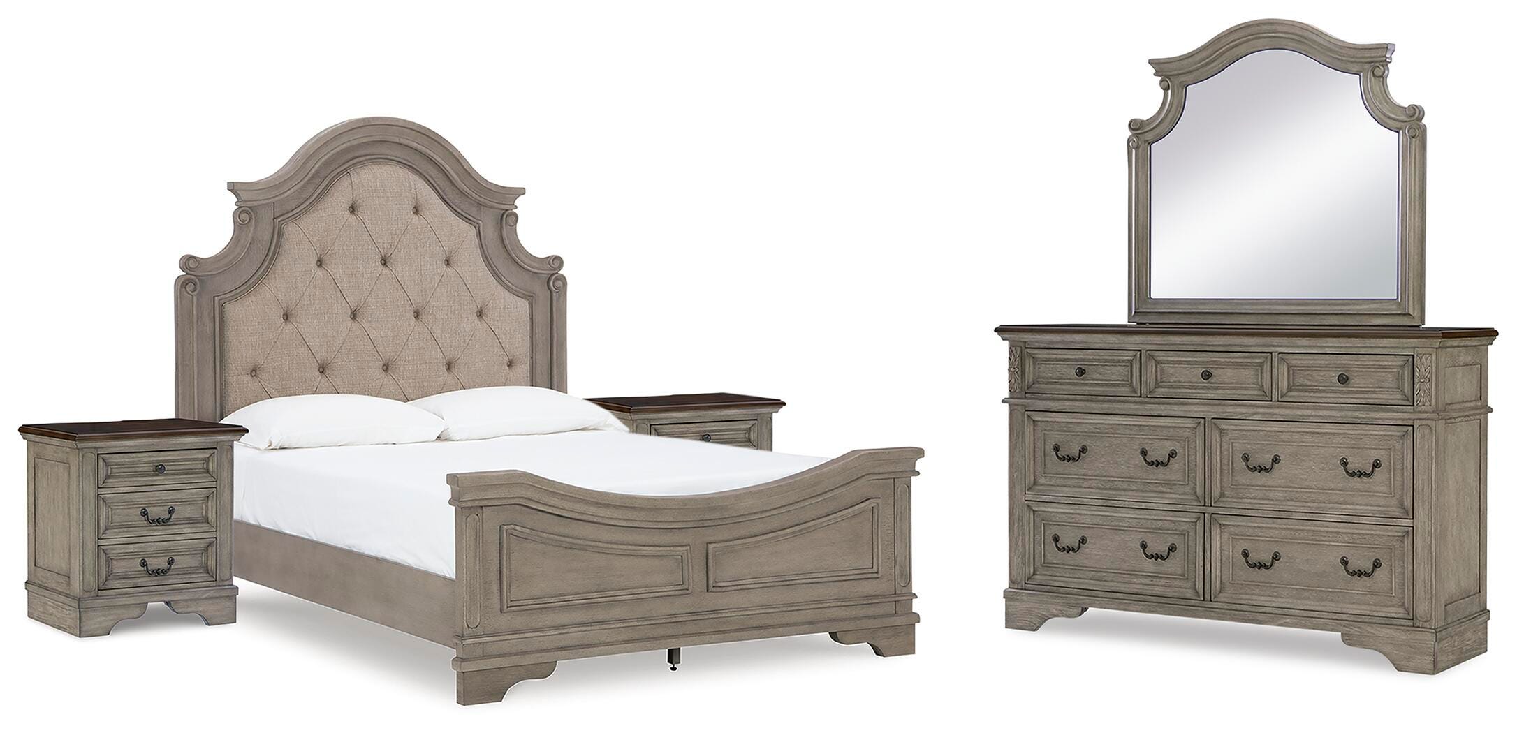 Lodenbay Queen Upholstered Panel Bed, Dresser, Mirror and 2 Nightstands - image 1