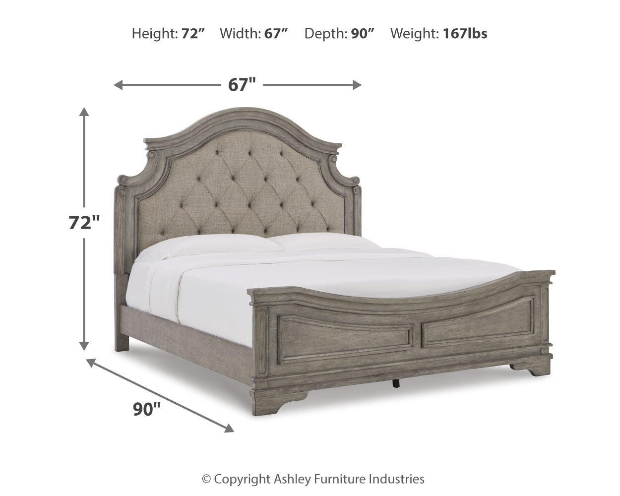 Cama tapizada tamaño Queen Lodenbay, tocador, espejo, cómoda y mesita de noche - image 17