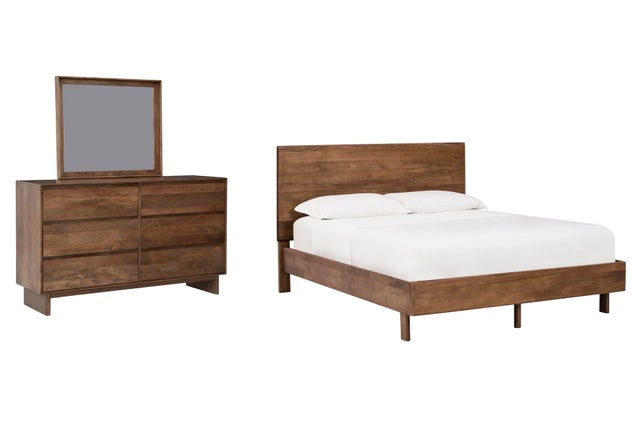 Isanti Queen Panel Bed with Mirrored Dresser