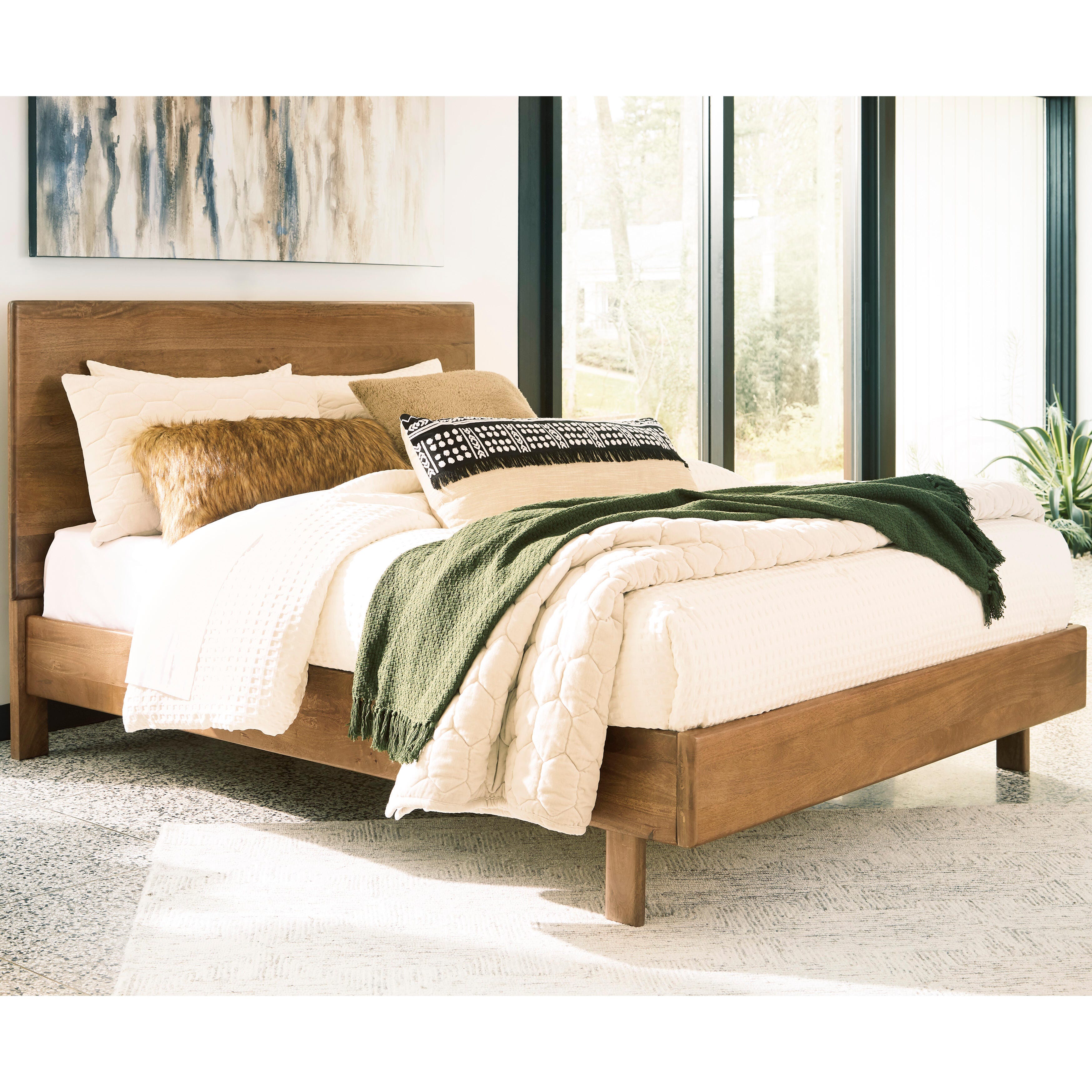 Isanti Queen Panel Bed, Light Brown, rollover