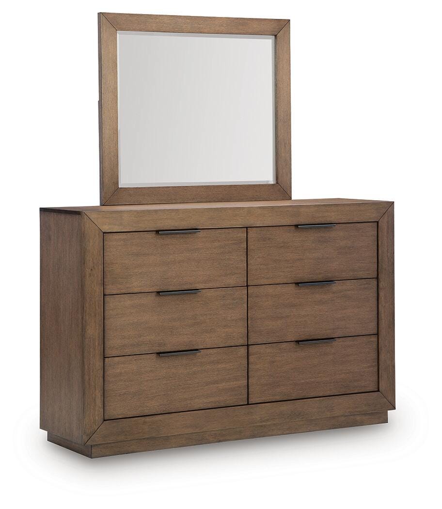 Ashley Hennington 6 Drawer Dresser and Mirror, Bisque