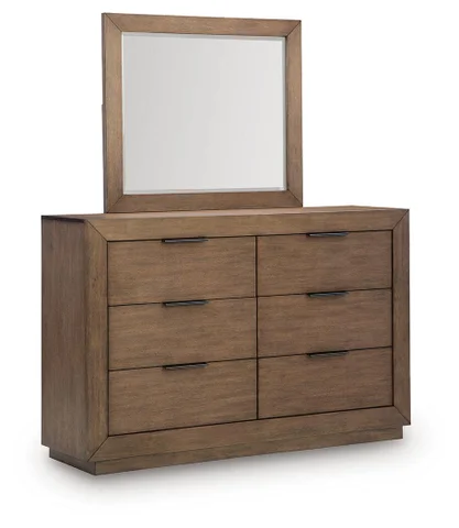 Ashley Hennington 6 Drawer Dresser and Mirror, Bisque Ashley Hennington 6 Drawer Dresser and Mirror, Bisque