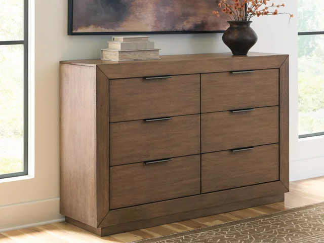 medium brown dresser Feddinger relaxed approach to everyday style Hennington 6 Drawer Dresser |