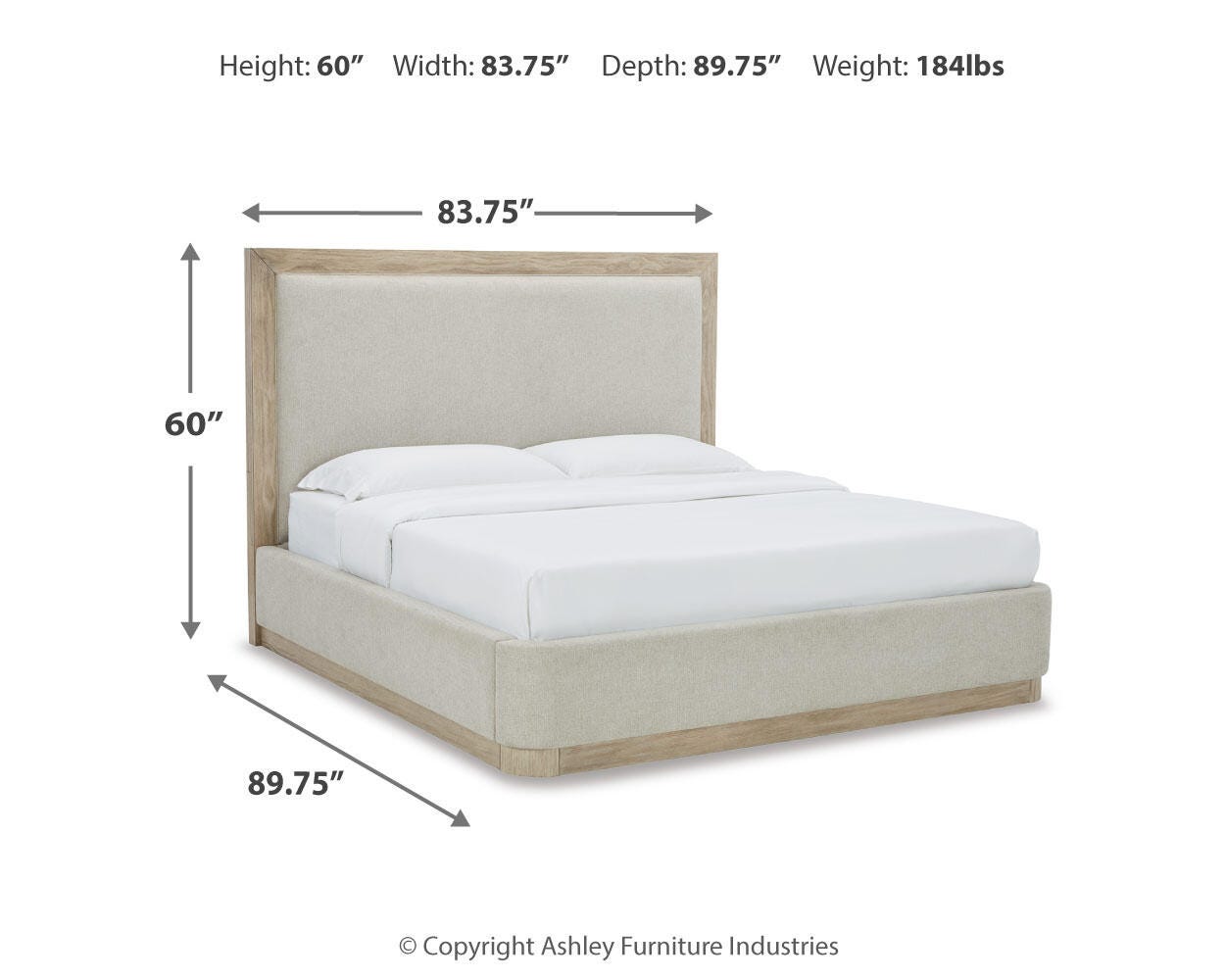 Hennington King Upholstered Bed, Bisque, large
