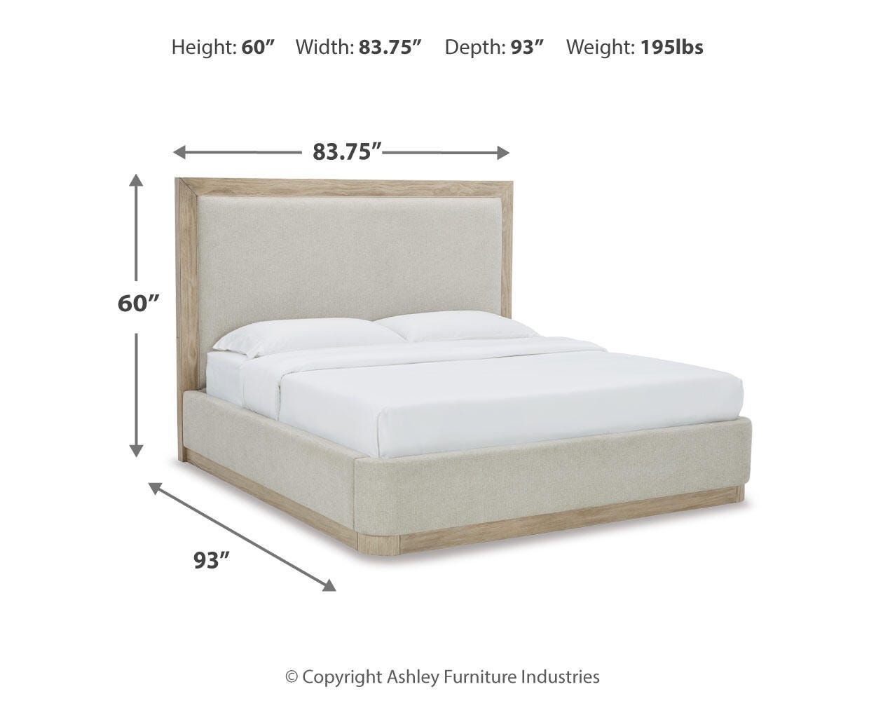 Hennington California King Upholstered Bed, Bisque, large