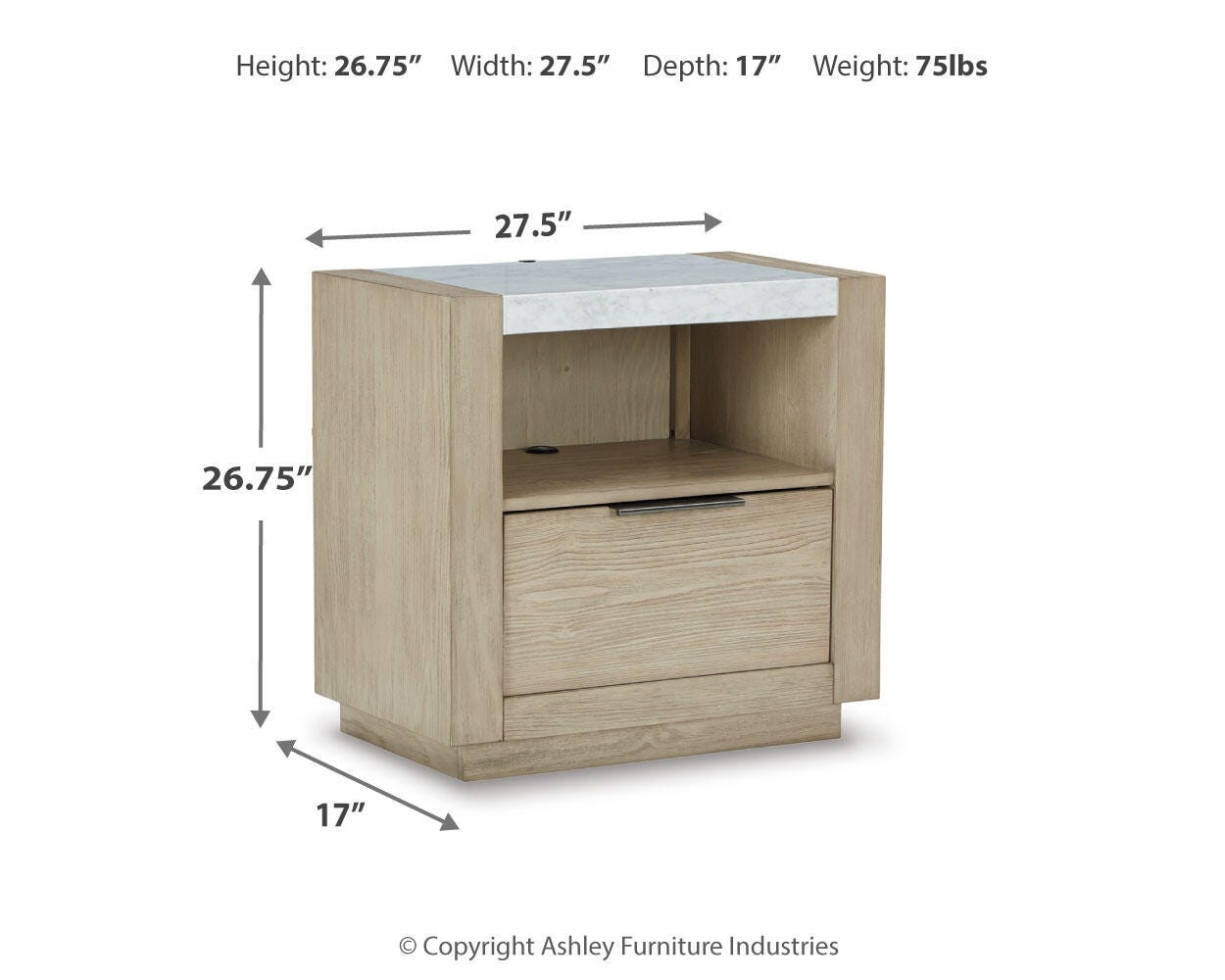 Hennington Nightstand, Bisque, large