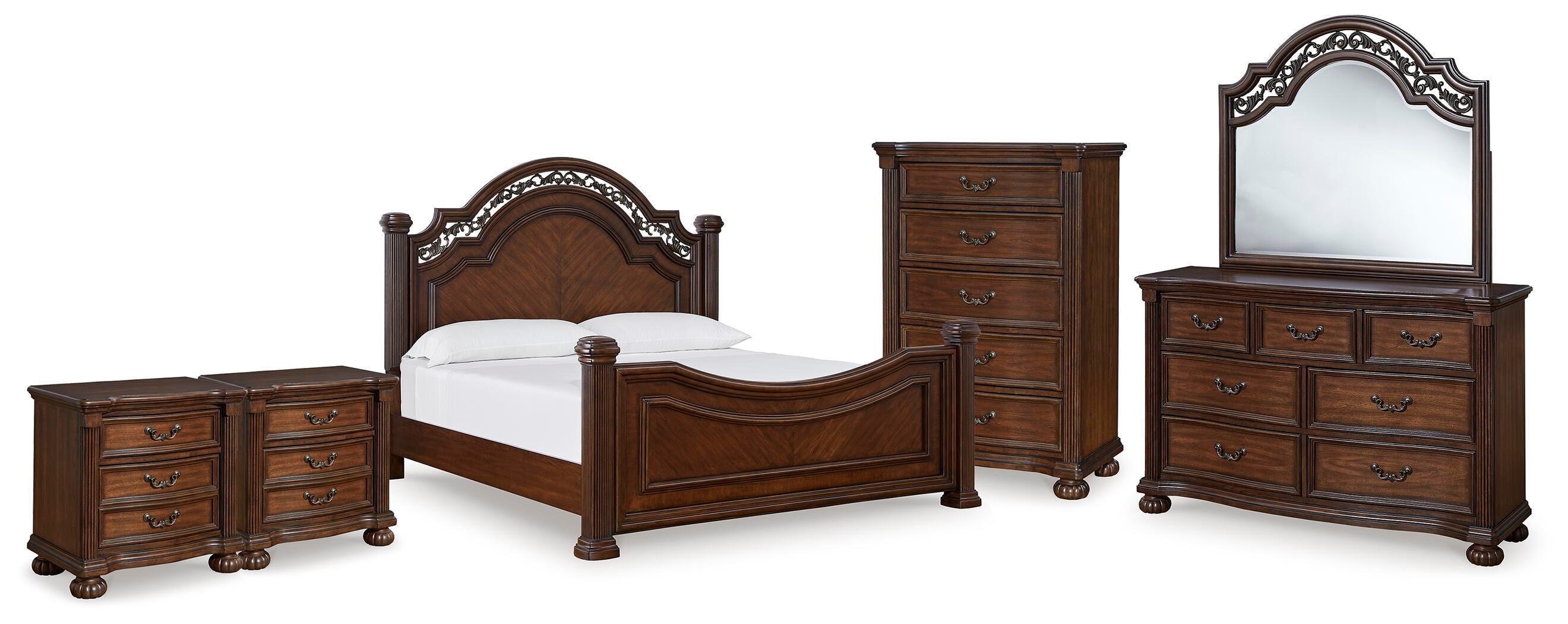 Cama con dosel Queen Lavinton, cómoda, espejo, chiffonier y 2 mesitas de noche - image 1