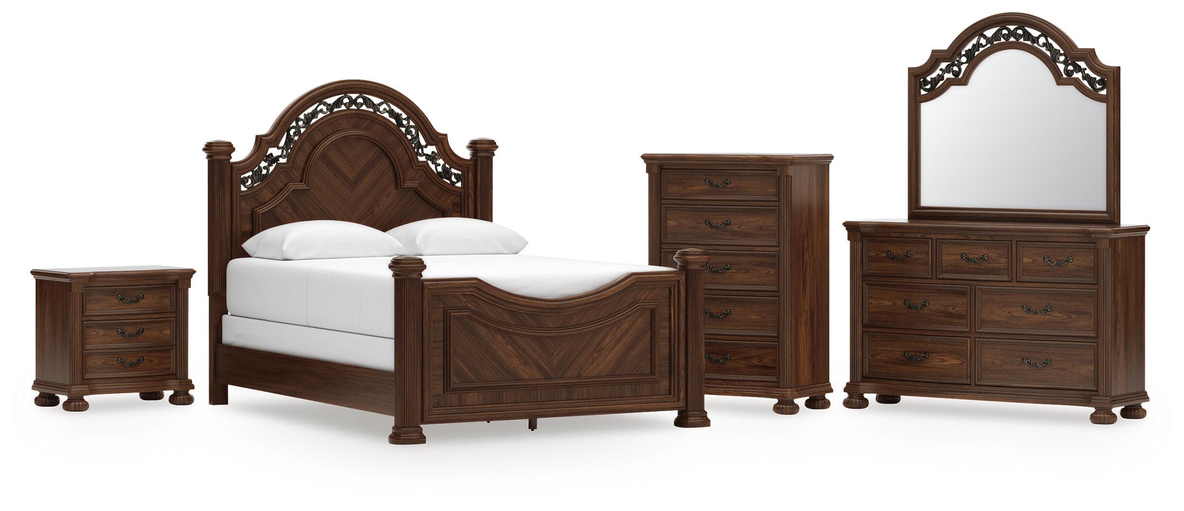 Cama Queen con dosel, cómoda, espejo, chiffonier y mesita de noche Lavinton - image 1