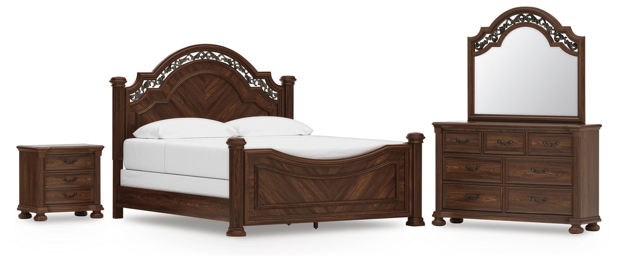 Cama King con dosel, cómoda, espejo y mesita de noche Lavinton - image 1