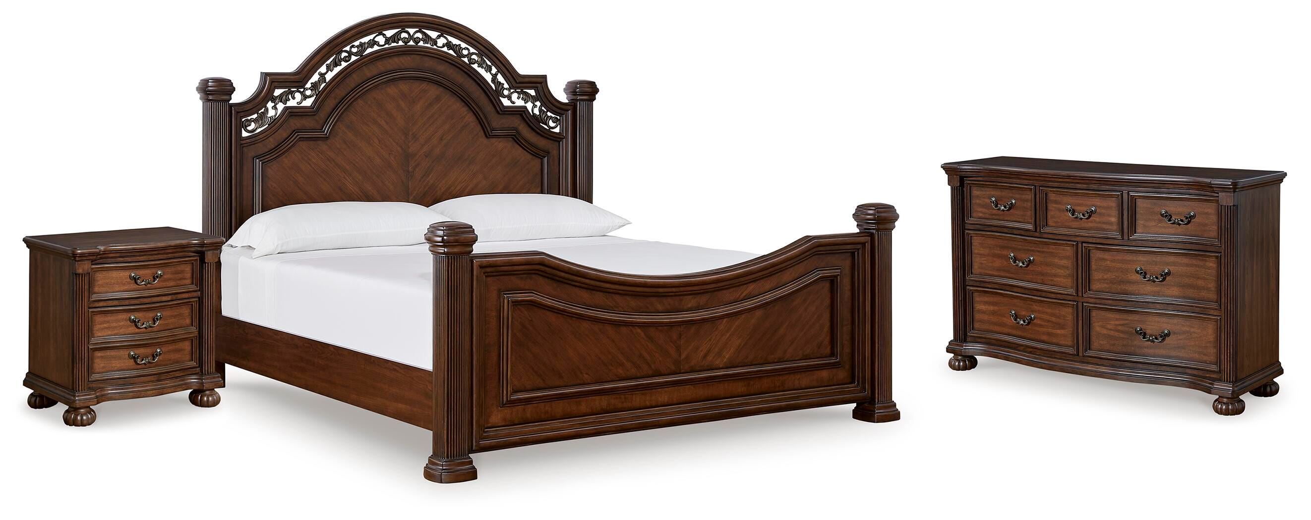 Lavinton Queen Poster Bed with Dresser and Nightstand, Brown, large