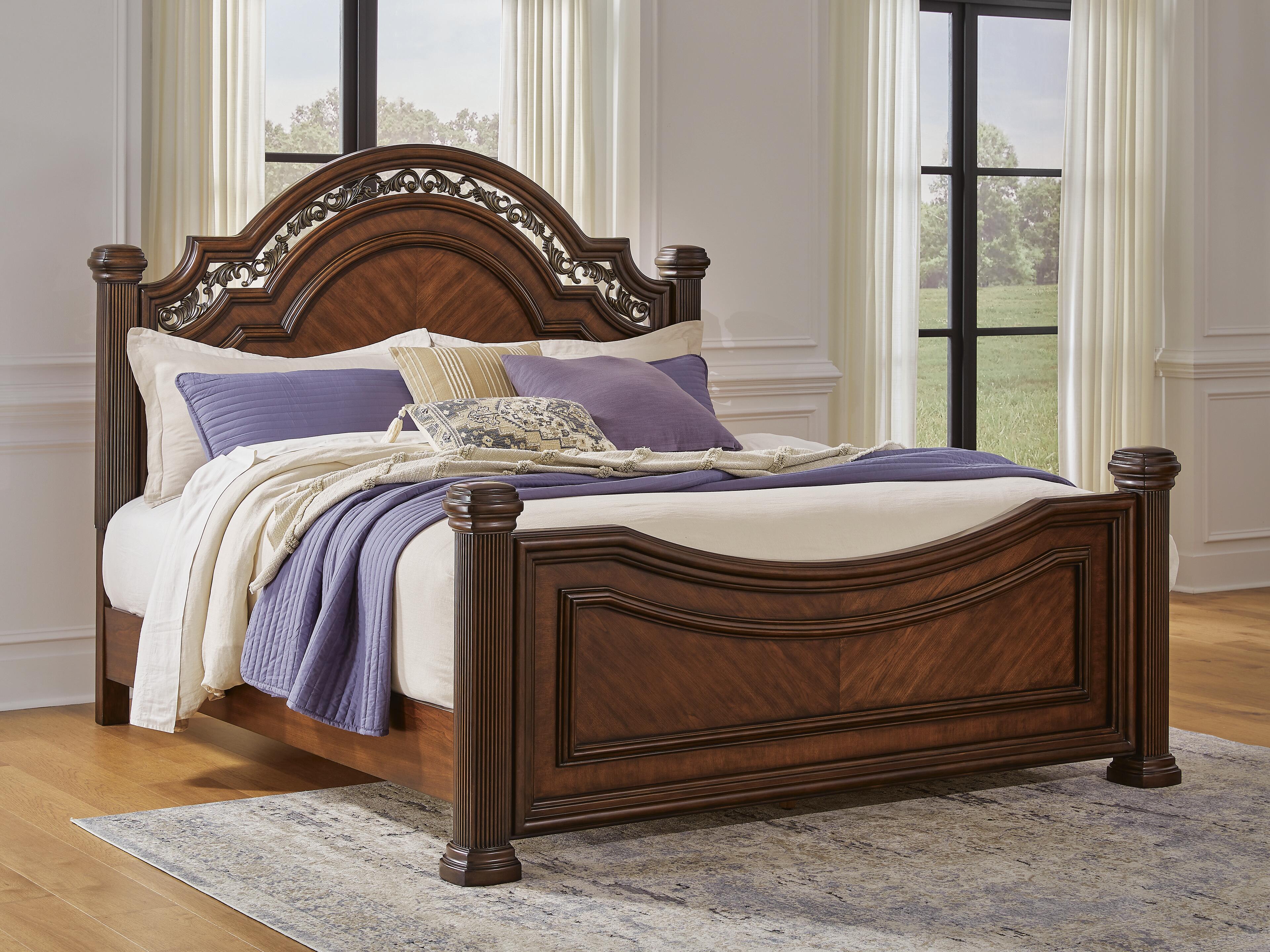 Lavinton California King Poster Bed, Brown, rollover