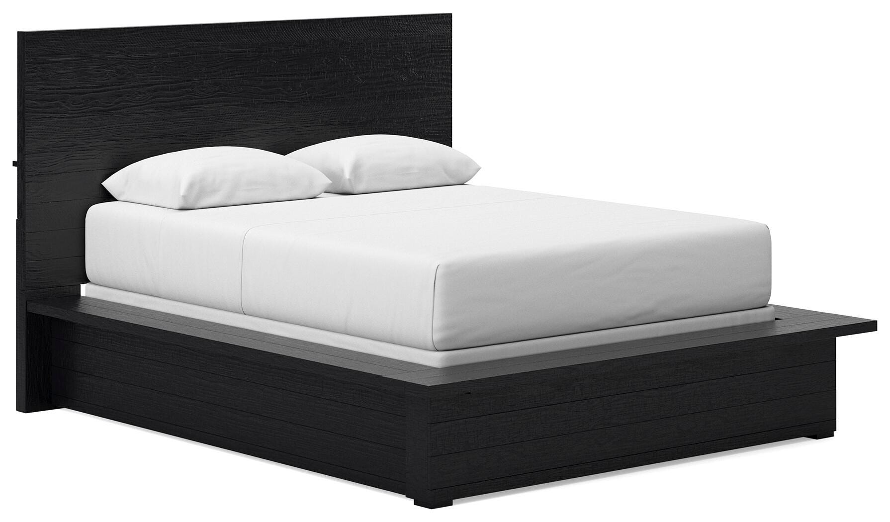 Londer Queen Panel Bed, Black, large