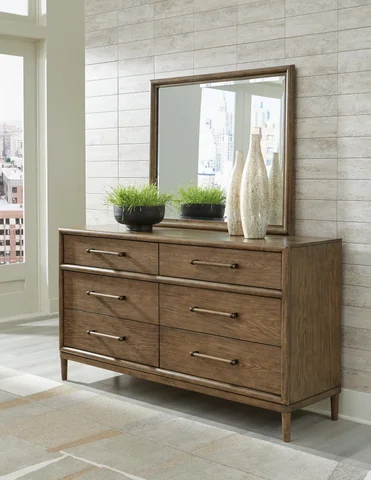 Ashley Roanhowe 6 Drawer Dresser and Mirror, Brown Ashley Roanhowe 6 Drawer Dresser and Mirror, Brown