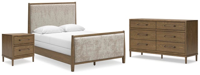 Roanhowe Queen Upholstered Bed with Dresser and Nightstand