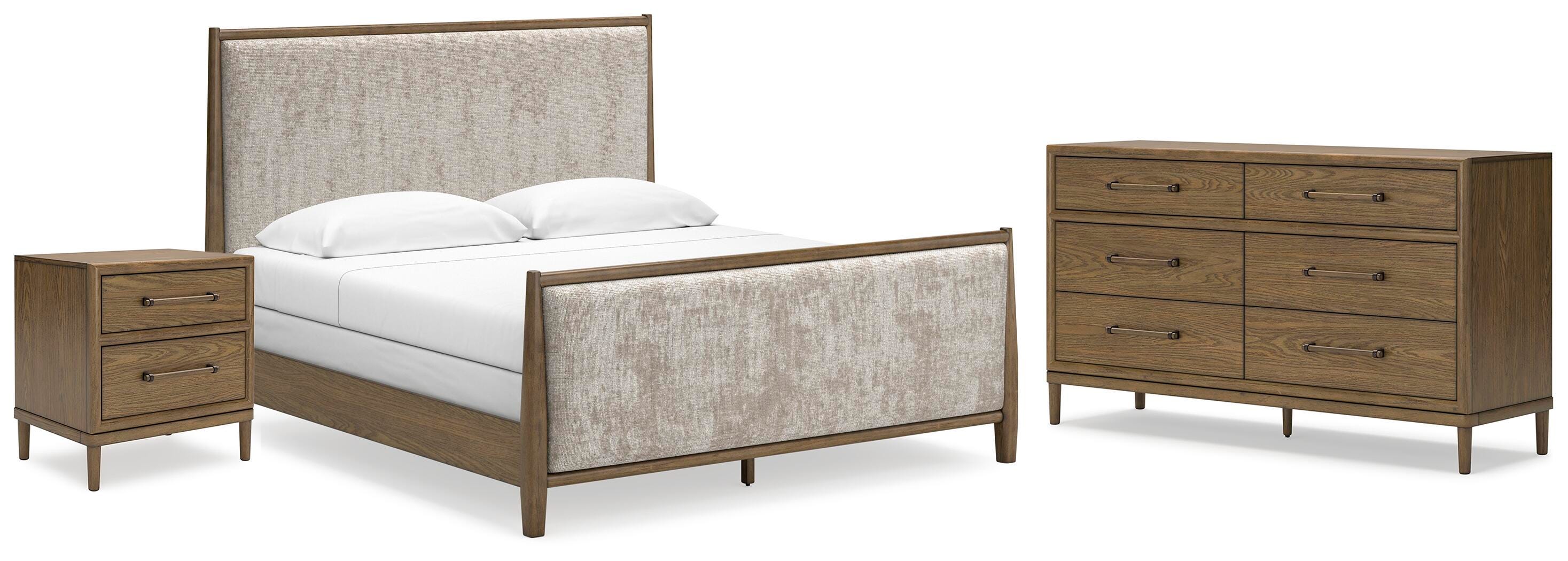 Roanhowe King Panel Bed with Dresser and Nightstand, Brown, large