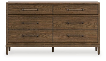 ashley furniture mid century modern dresser Lyncott Medium Brown Dresser with Mirror