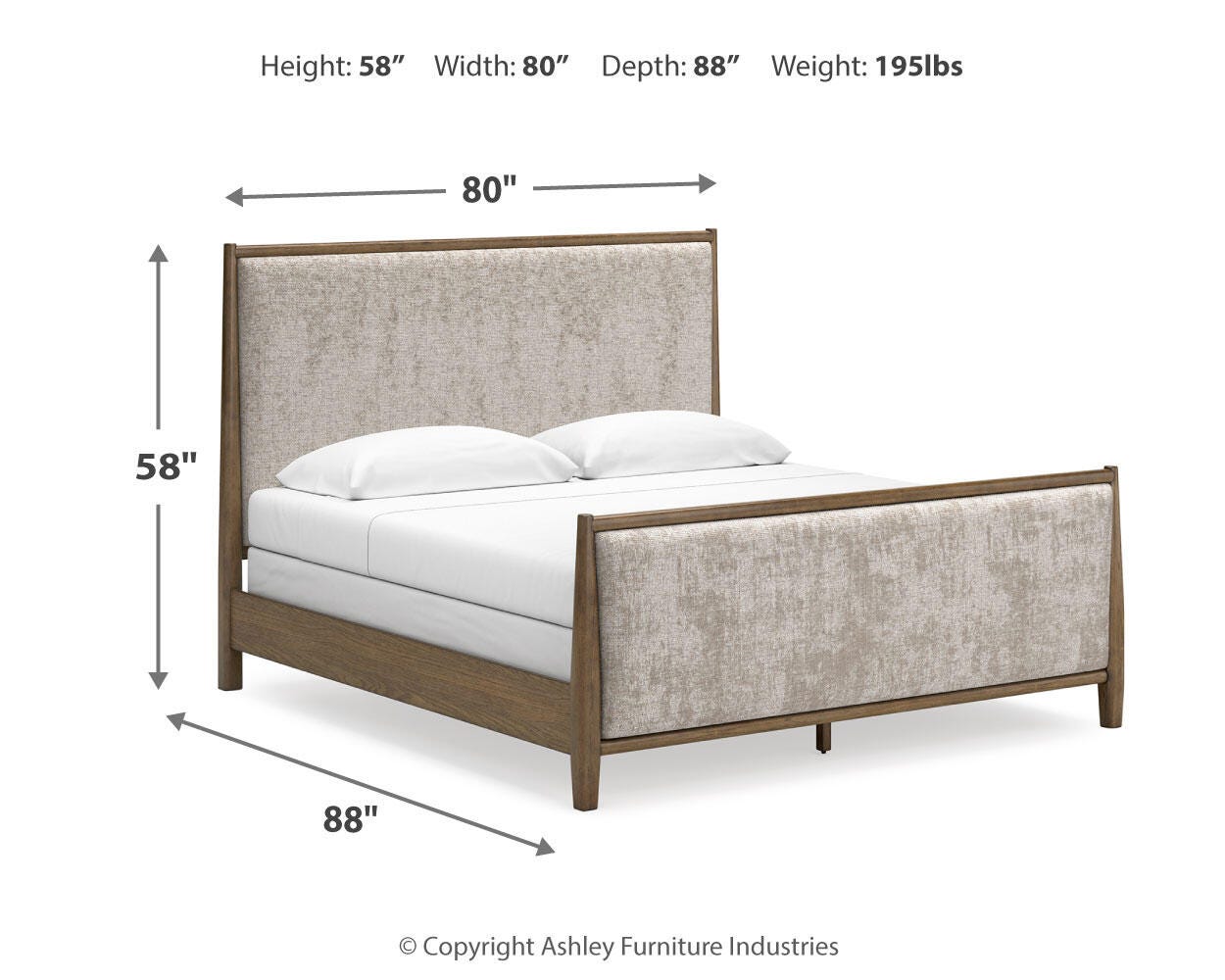 Roanhowe King Upholstered Bed, Brown, large