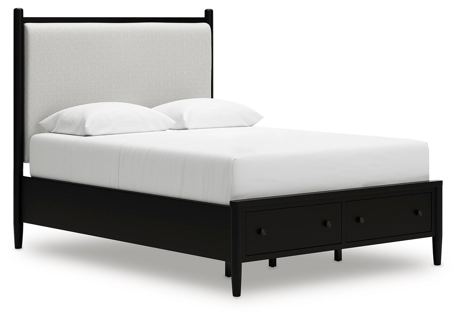 Portdown Queen Upholstered Panel Storage Bed, Black, large